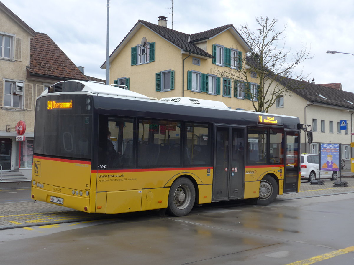 (201'964) - AOT Amriswil - Nr. 22/TG 118'606 - Solaris am 4. M�rz 2019 beim Bahnhof Amriswil