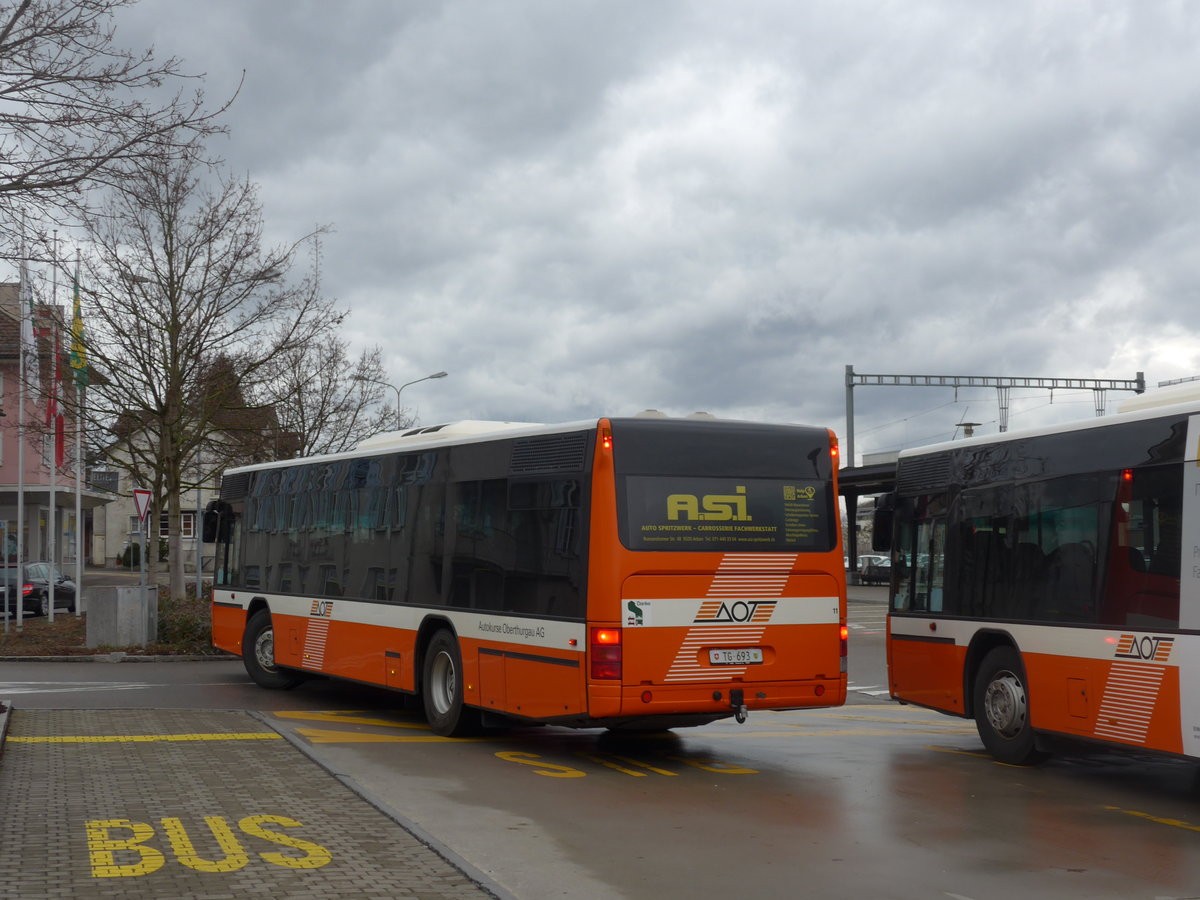 (201'968) - AOT Amriswil - Nr. 11/TG 693 - Neoplan am 4. M�rz 2019 beim Bahnhof Amriswil