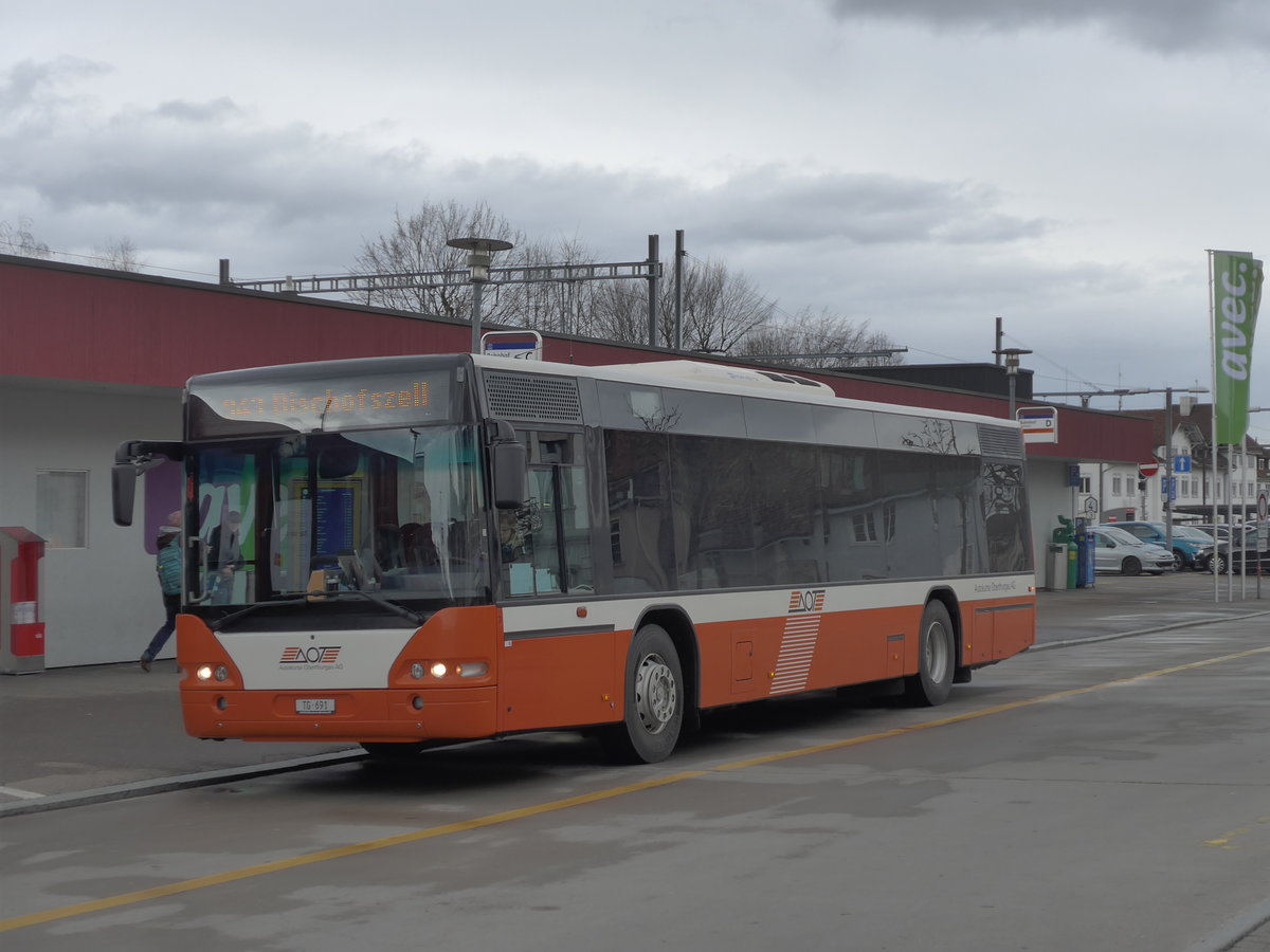 (201'975) - AOT Amriswil - Nr. 7/TG 691 - Neoplan (ex Vorf�hrfahrzeug) am 4. M�rz 2019 beim Bahnhof Amriswil