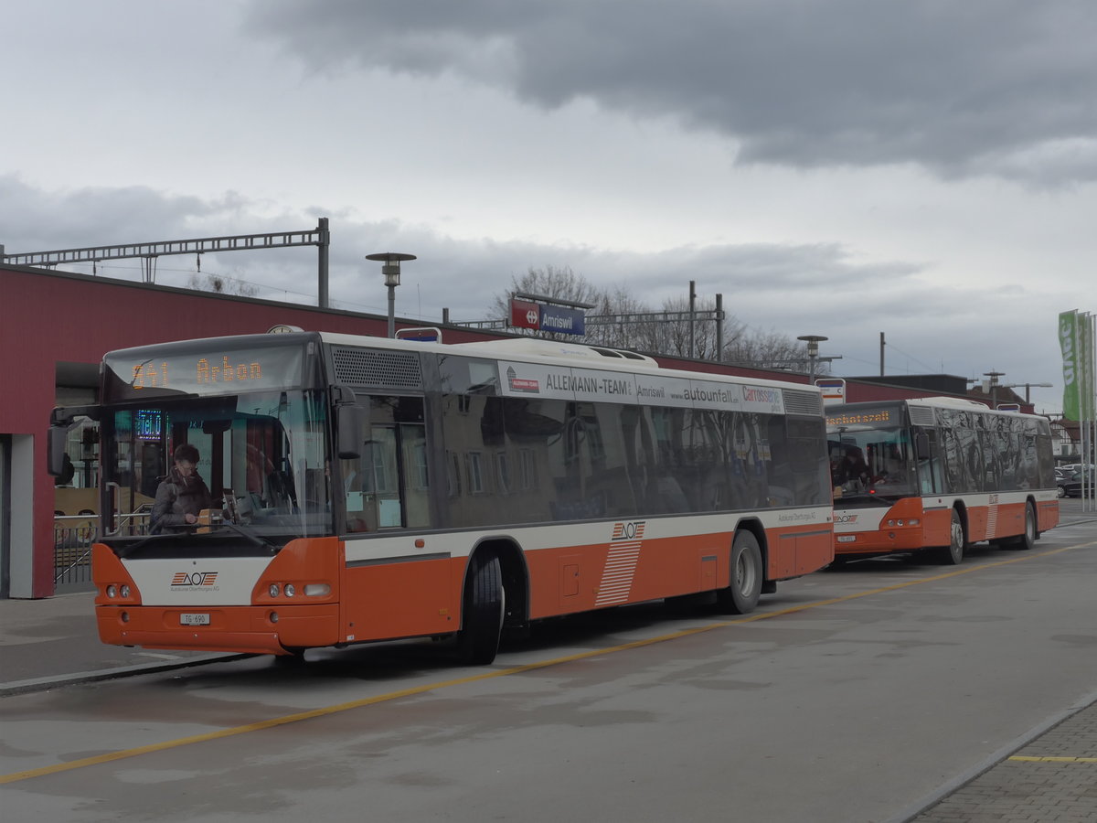(201'976) - AOT Amriswil - Nr. 1/TG 690 - Neoplan (ex Vorf�hrfahrzeug) am 4. M�rz 2019 beim Bahnhof Amriswil