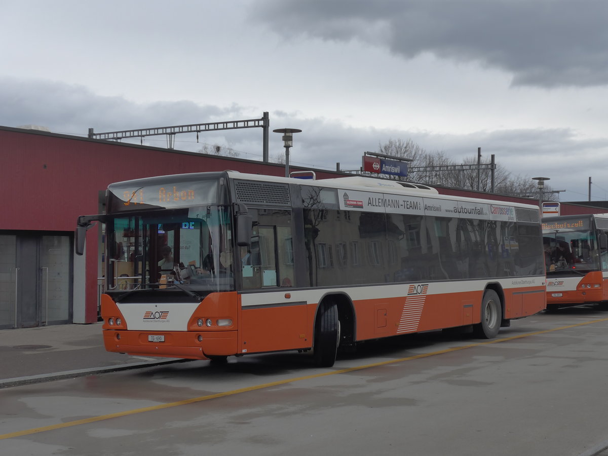 (201'977) - AOT Amriswil - Nr. 1/TG 690 - Neoplan (ex Vorf�hrfahrzeug) am 4. M�rz 2019 beim Bahnhof Amriswil