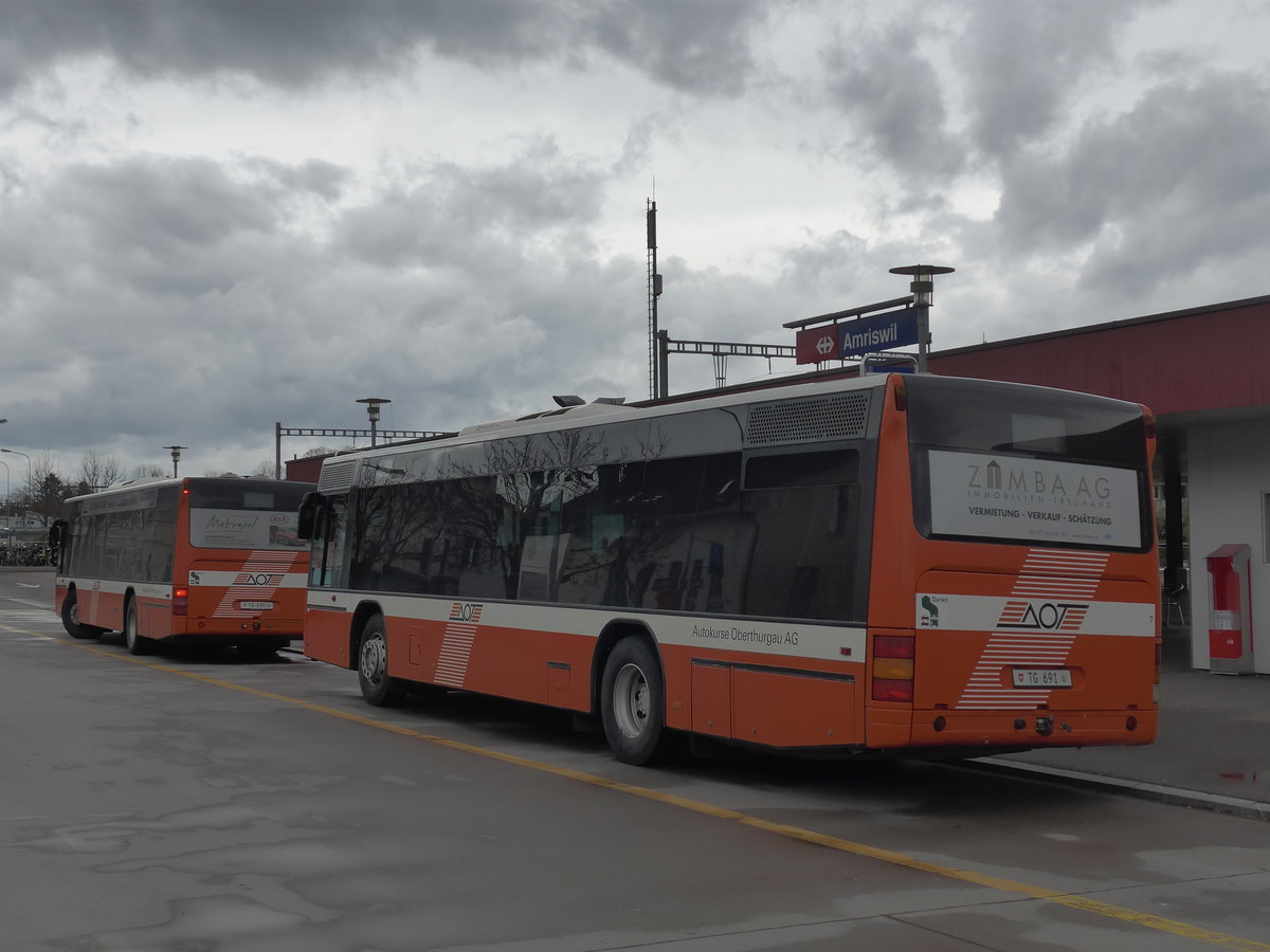 (201'979) - AOT Amriswil - Nr. 7/TG 691 - Neoplan (ex Vorf�hrfahrzeug) am 4. M�rz 2019 beim Bahnhof Amriswil
