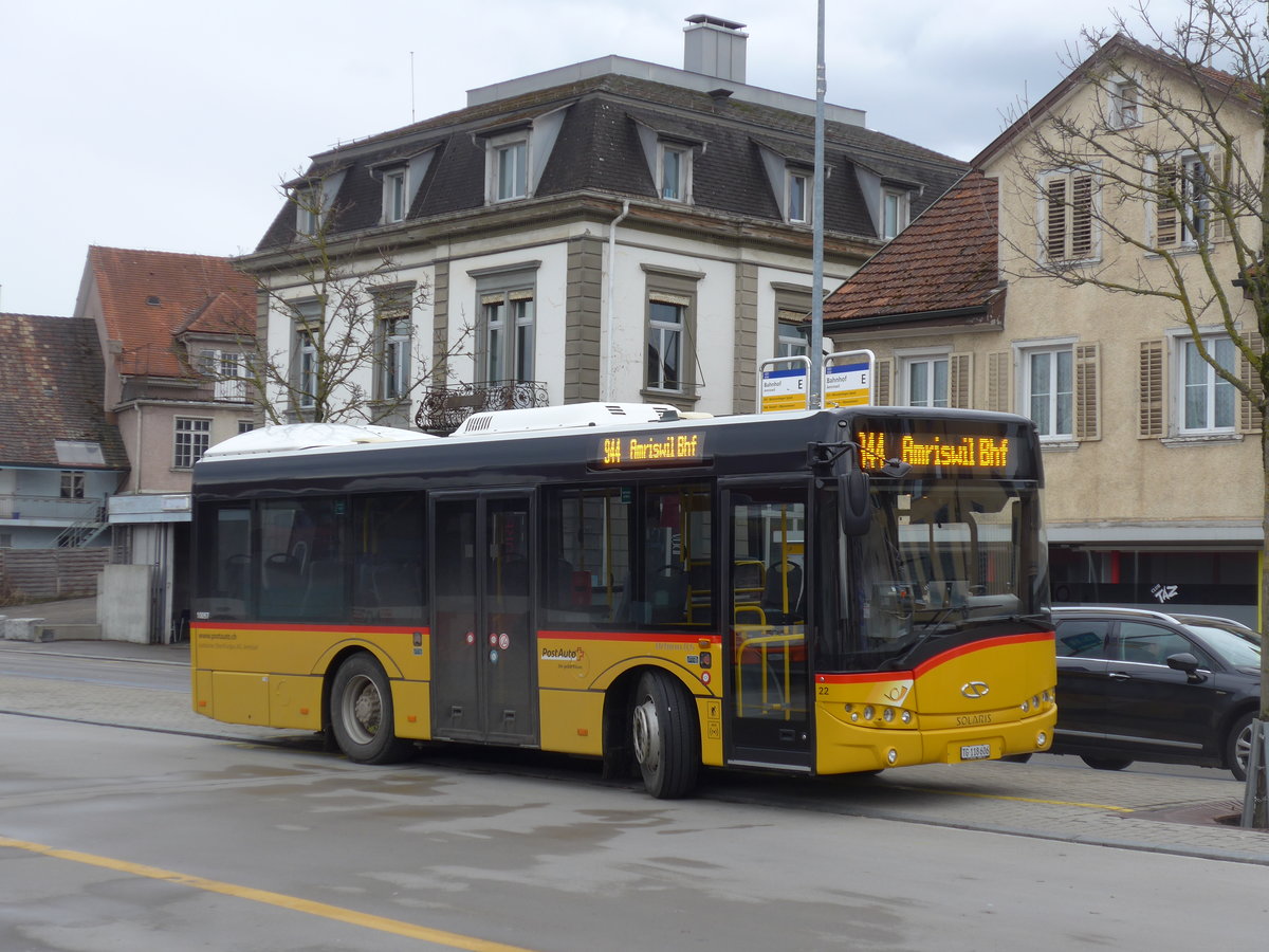 (201'980) - AOT Amriswil - Nr. 22/TG 118'606 - Solaris am 4. M�rz 2019 beim Bahnhof Amriswil