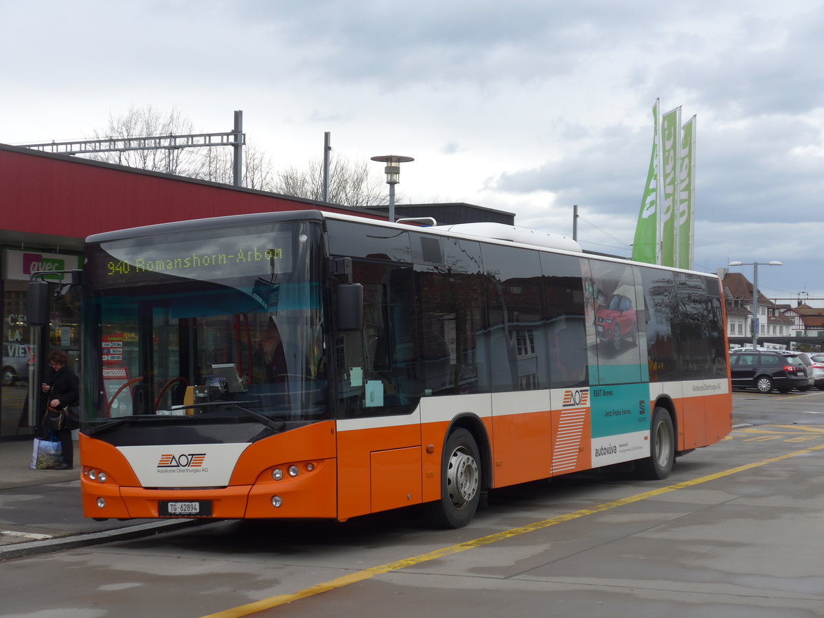 (201'981) - AOT Amriswil - Nr. 6/TG 62'894 - Neoplan am 4. M�rz 2019 beim Bahnhof Amriswil