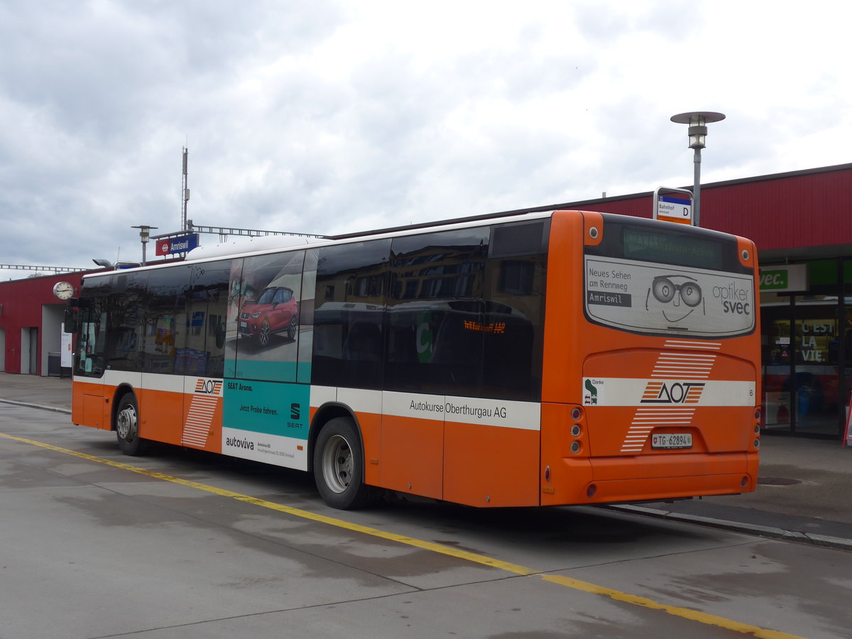 (201'982) - AOT Amriswil - Nr. 6/TG 62'894 - Neoplan am 4. M�rz 2019 beim Bahnhof Amriswil