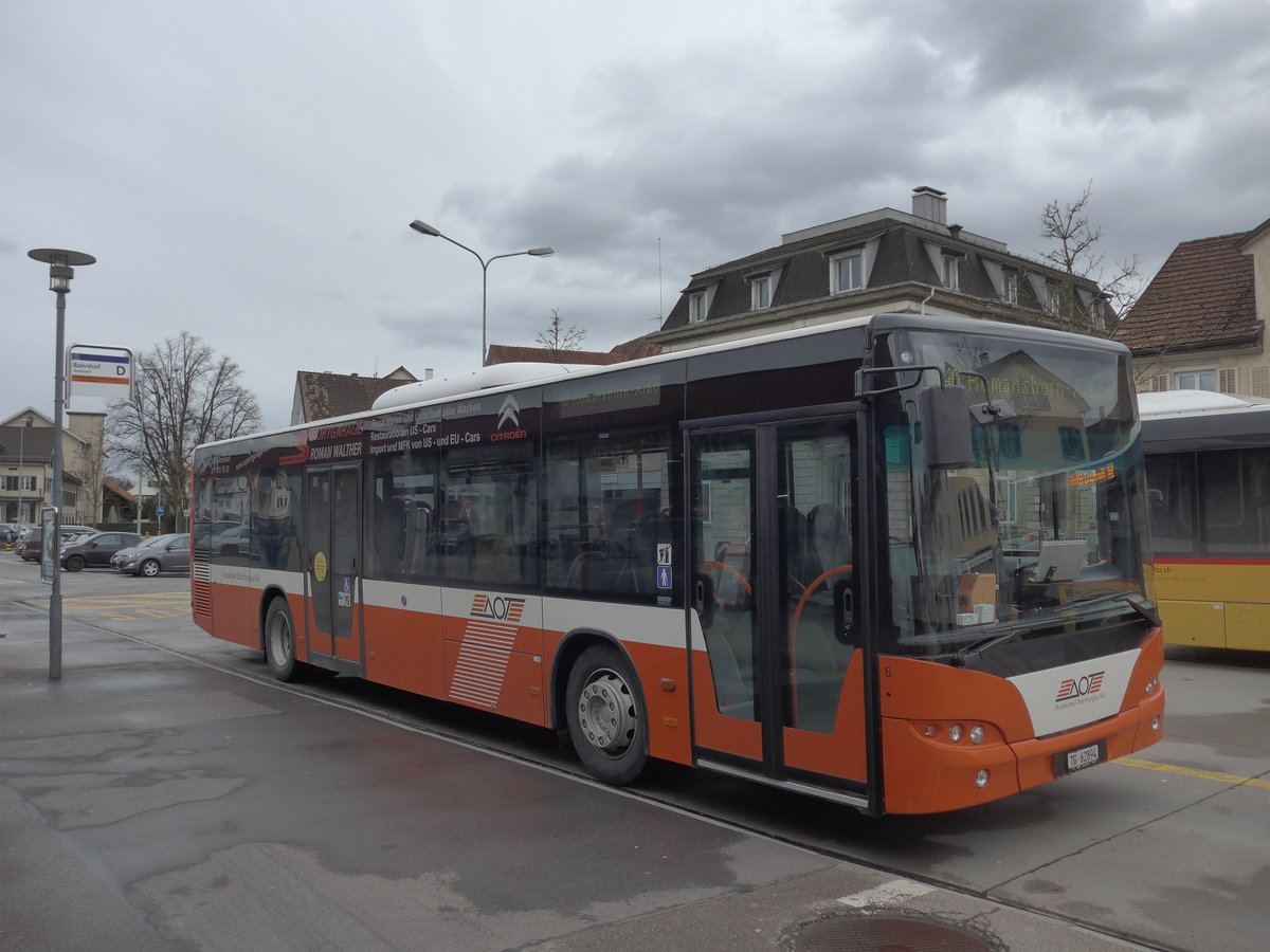 (201'983) - AOT Amriswil - Nr. 6/TG 62'894 - Neoplan am 4. M�rz 2019 beim Bahnhof Amriswil