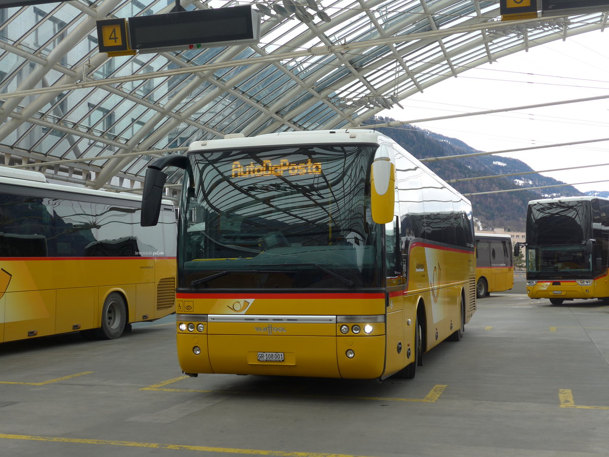(202'033) - TpM, Mesocco - Nr. 1/GR 108'001 - Van Hool (ex Pacciarelli, Grono) am 10. M�rz 2019 in Chur, Postautostation