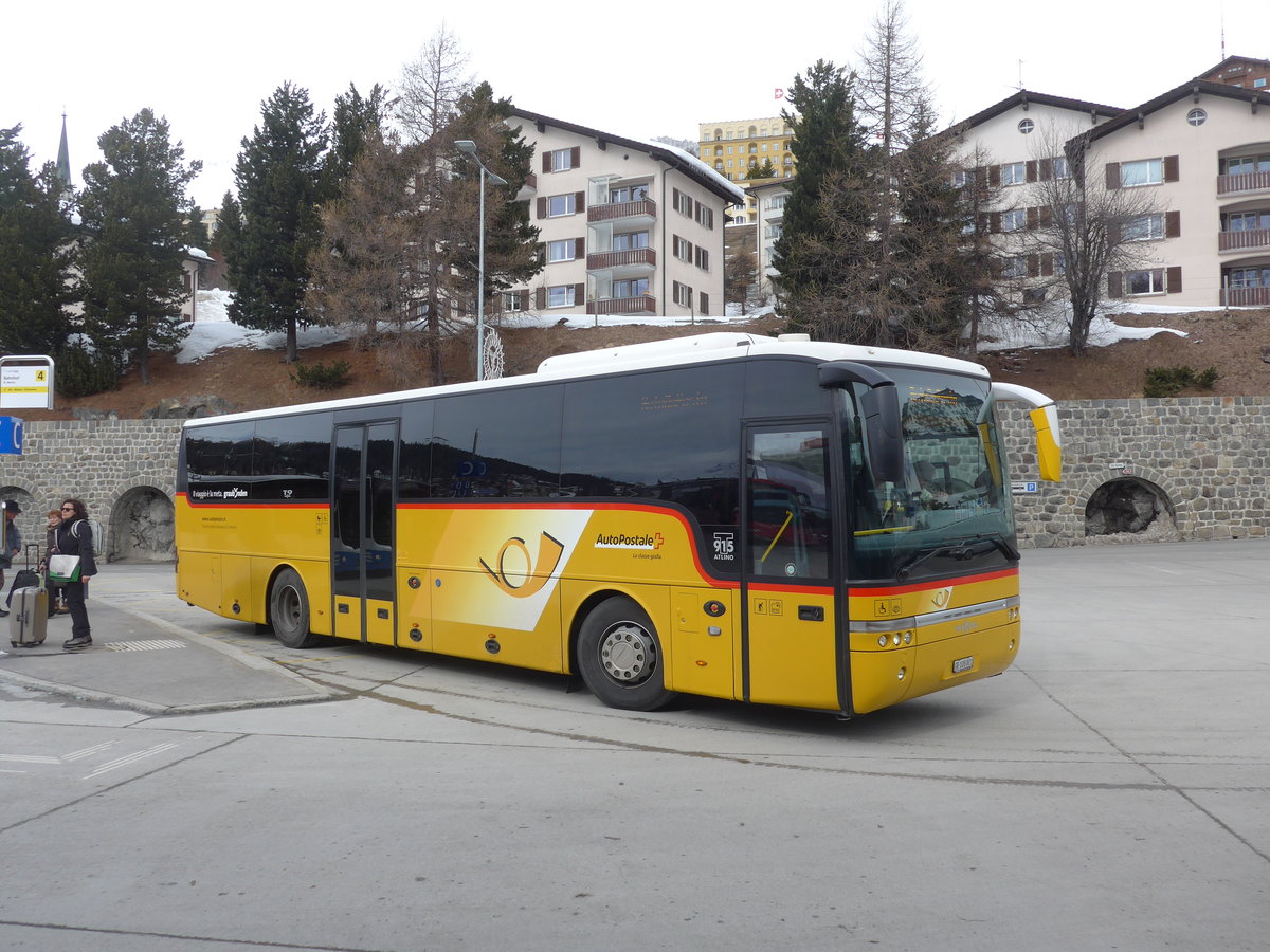 (202'046) - TpM, Mesocco - Nr. 1/GR 108'001 - Van Hool (ex Pacciarelli, Grono) am 10. M�rz 2019 beim Bahnhof St. Moritz