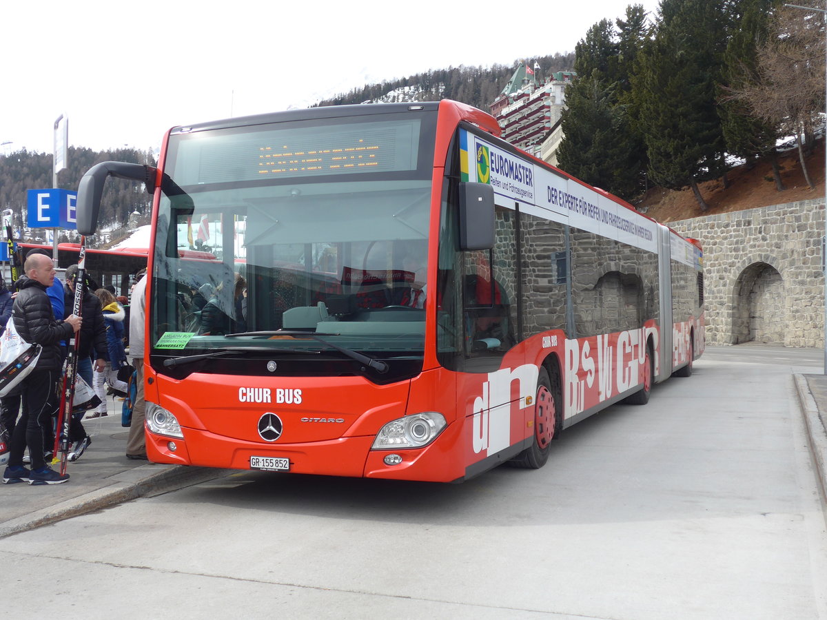 (202'048) - SBC Chur - Nr. 52/GR 155'852 - Mercedes am 10. M�rz 2019 beim Bahnhof St. Moritz