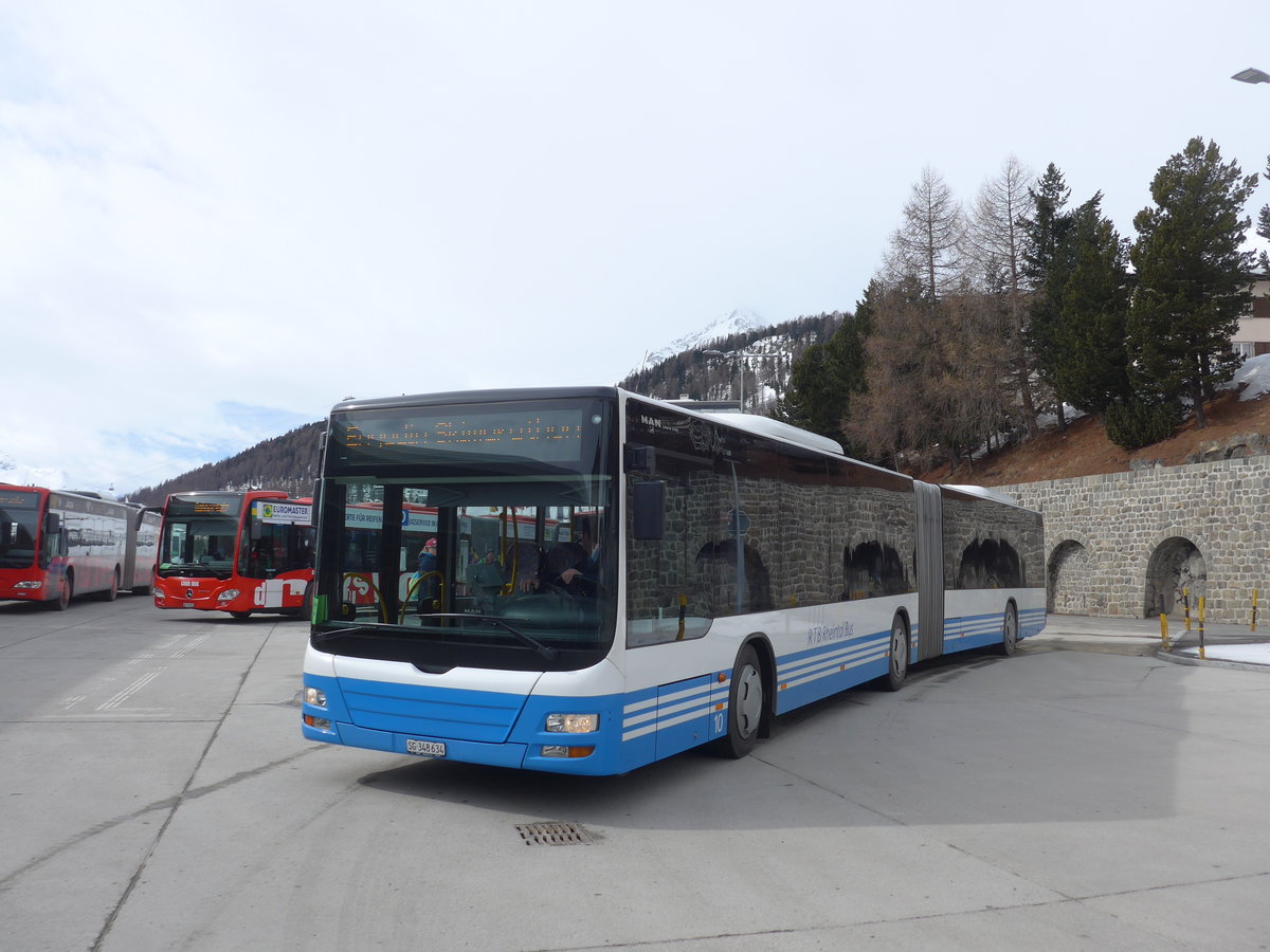 (202'052) - RTB Altst�tten - Nr. 10/SG 348'634 - MAN am 10. M�rz 2019 beim Bahnhof St. Moritz