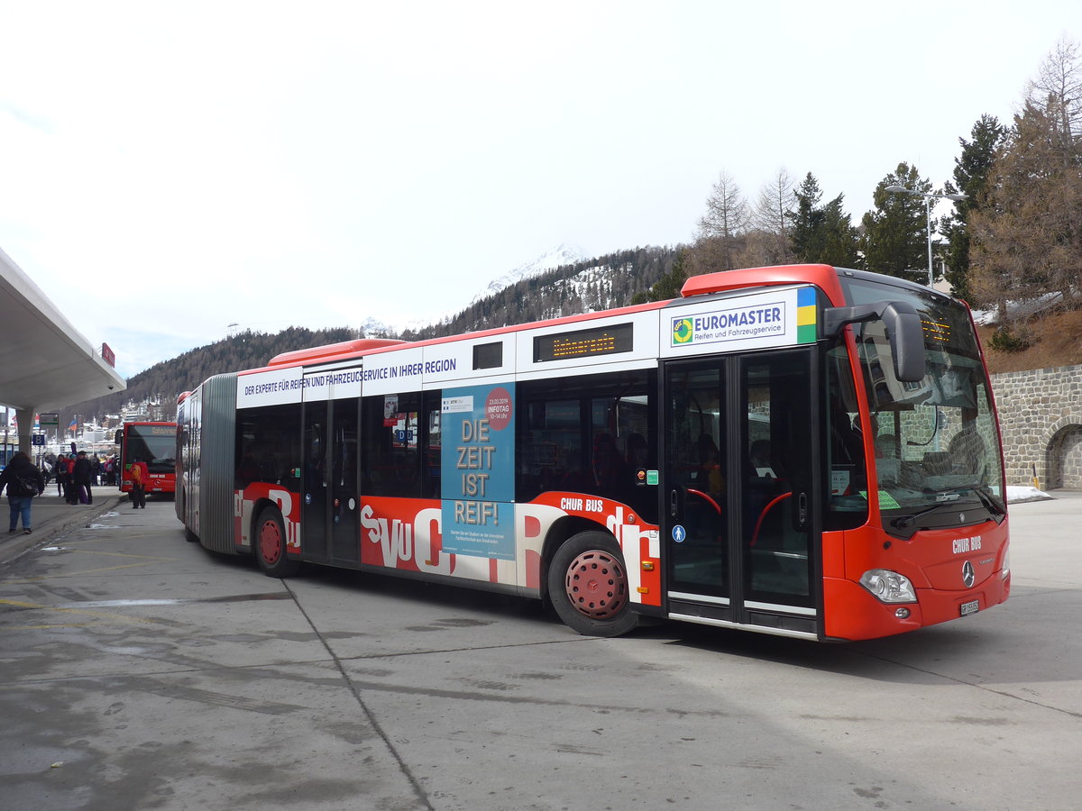 (202'053) - SBC Chur - Nr. 52/GR 155'852 - Mercedes am 10. M�rz 2019 beim Bahnhof St. Moritz