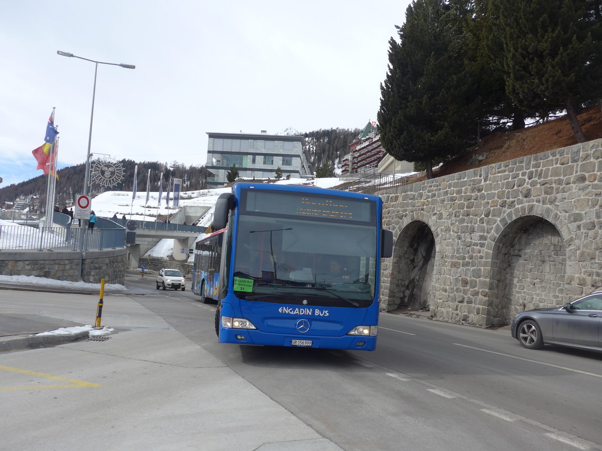 (202'057) - SBC Chur - Nr. 99/GR 156'999 - Mercedes am 10. M�rz 2019 beim Bahnhof St. Moritz