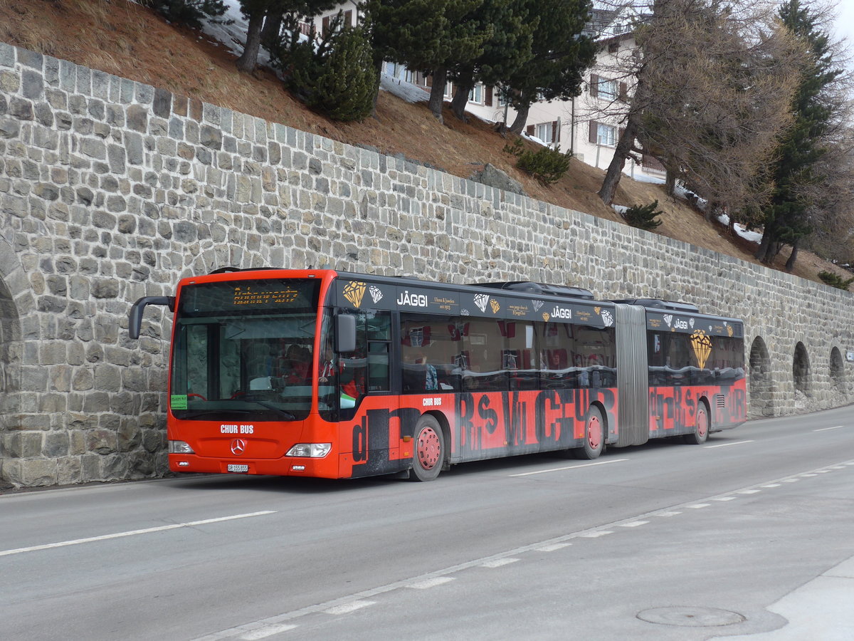 (202'068) - SBC Chur - Nr. 55/GR 155'855 - Mercedes am 10. M�rz 2019 beim Bahnhof St. Moritz