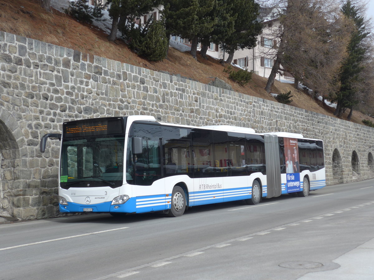 (202'075) - RTB Altst�tten - Nr. 3/SG 292'107 - Mercedes am 10. M�rz 2019 beim Bahnhof St. Moritz