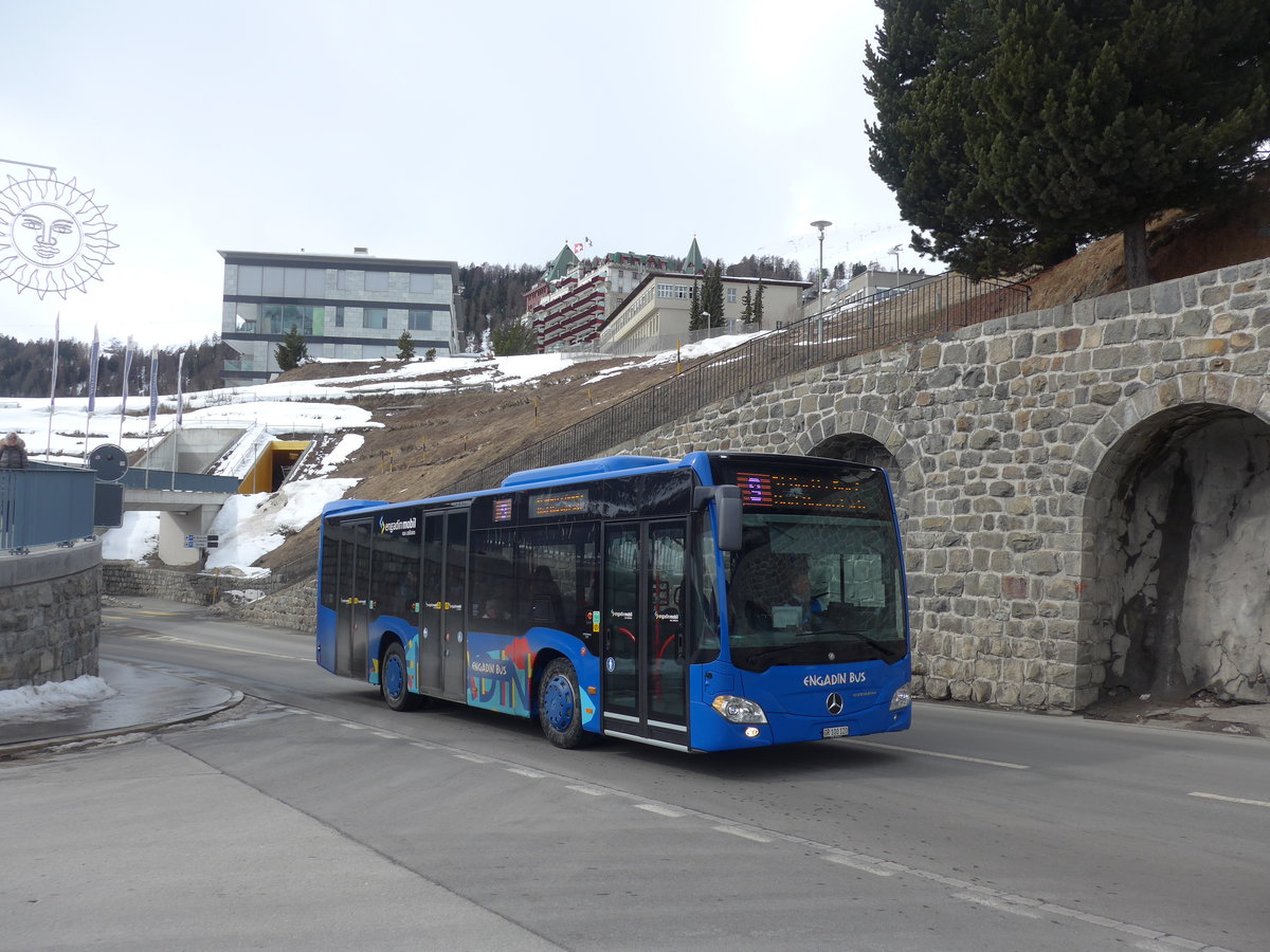 (202'076) - SBC Chur - Nr. 120/GR 100'120 - Mercedes am 10. M�rz 2019 beim Bahnhof St. Moritz