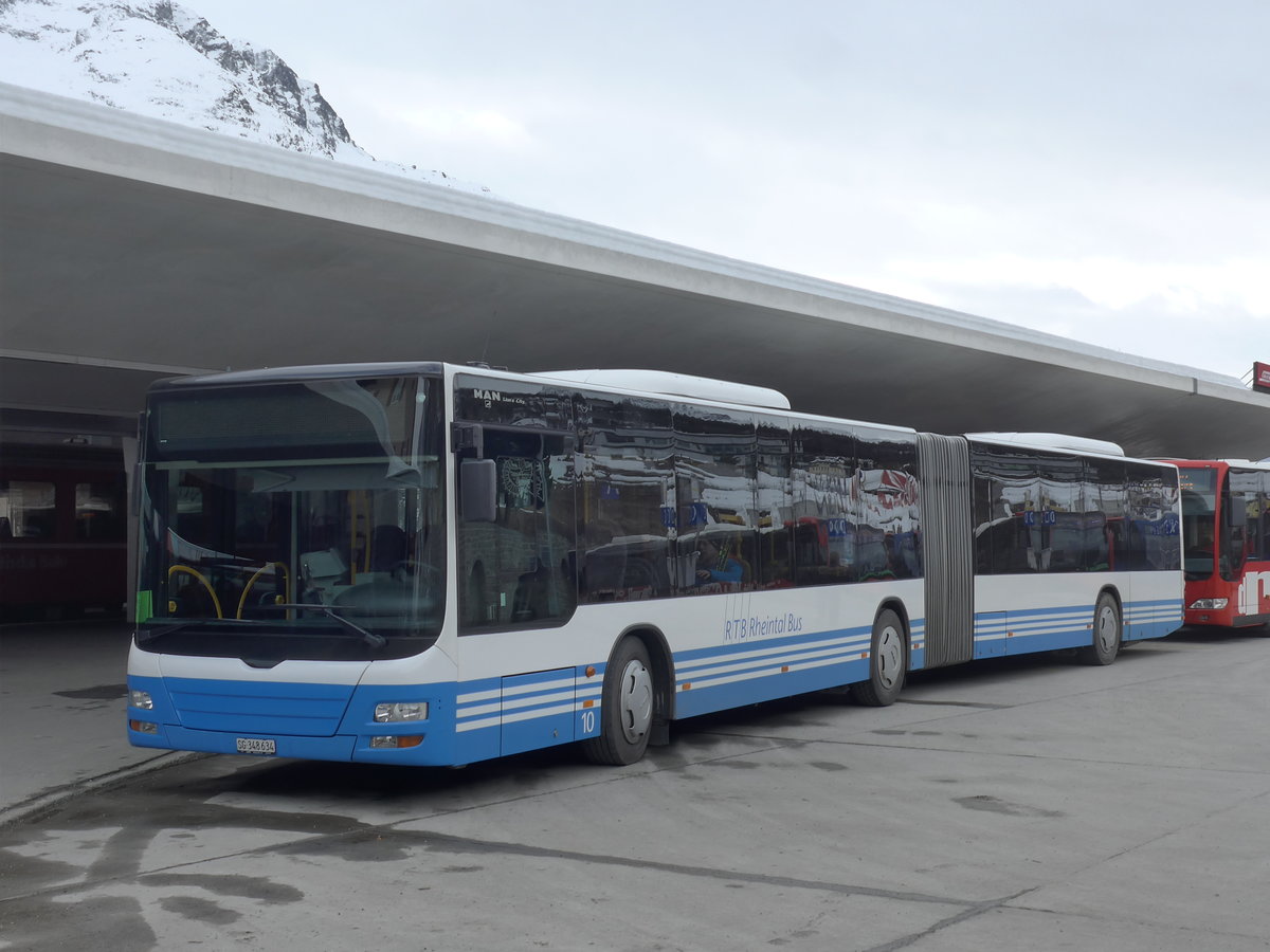 (202'104) - RTB Altst�tten - Nr. 10/SG 348'634 - MAN am 10. M�rz 2019 beim Bahnhof St. Moritz