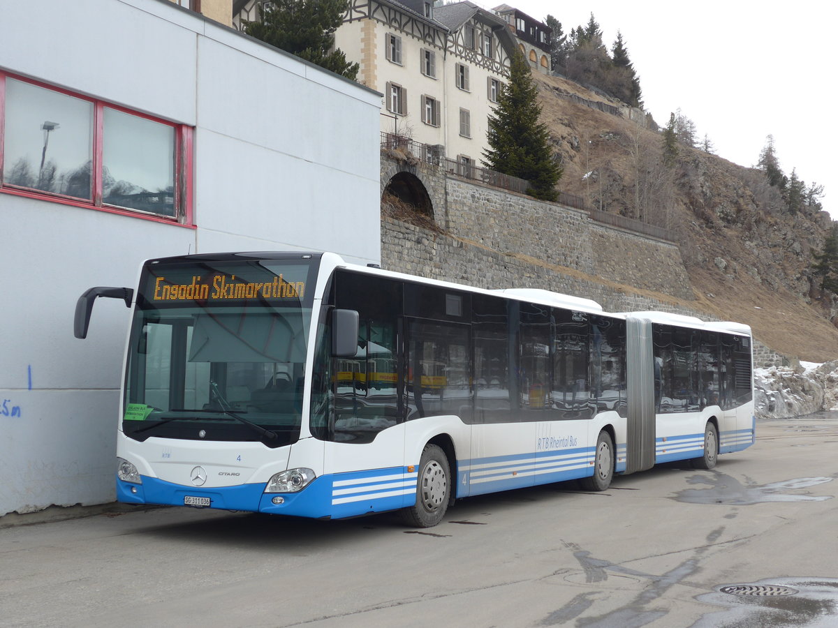 (202'118) - RTB Altst�tten - Nr. 4/SG 311'036 - Mercedes am 10. M�rz 2019 beim Bahnhof St. Moritz