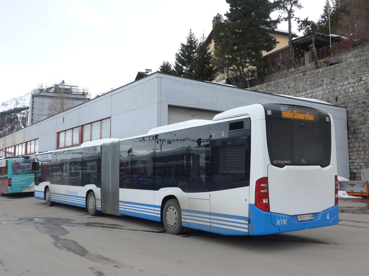 (202'120) - RTB Altst�tten - Nr. 4/SG 311'036 - Mercedes am 10. M�rz 2019 beim Bahnhof St. Moritz