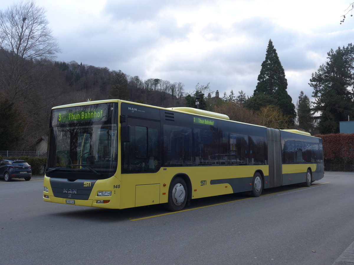 (202'141) - STI Thun - Nr. 145/BE 801'145 - MAN am 11. M�rz 2019 bei der Schiffl�ndte Thun