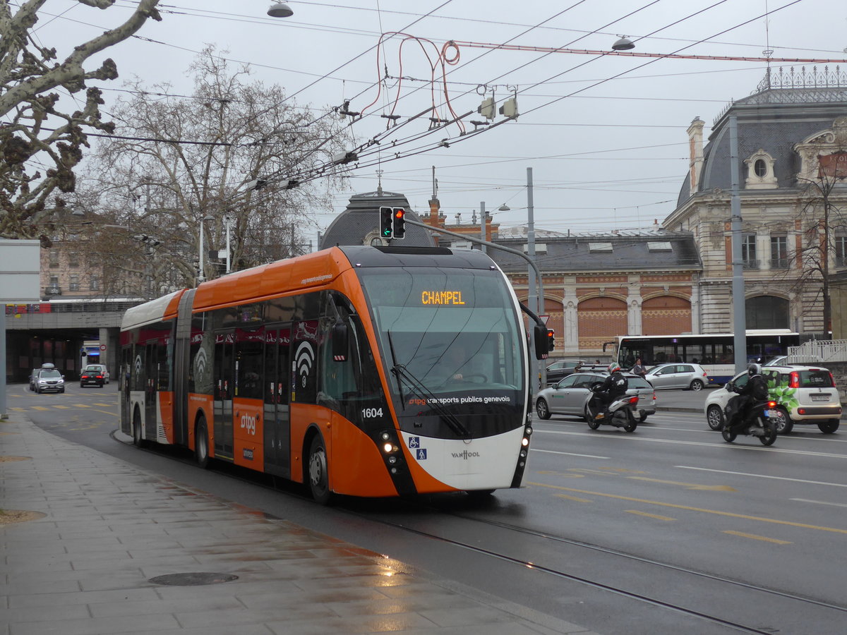 (202'209) - TPG Gen�ve - Nr. 1604 - Van Hool Gelenktrolleybus am 11. M�rz 2019 in Gen�ve, Place des Vingt-Deux-Cantons