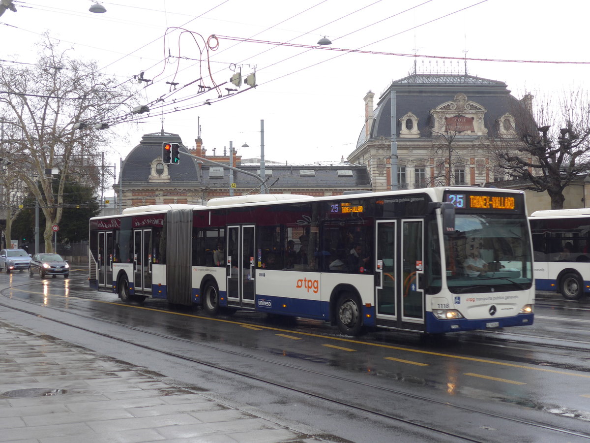 (202'220) - TPG Gen�ve - Nr. 1118/GE 960'868 - Mercedes am 11. M�rz 2019 in Gen�ve, Place des Vingt-Deux-Cantons