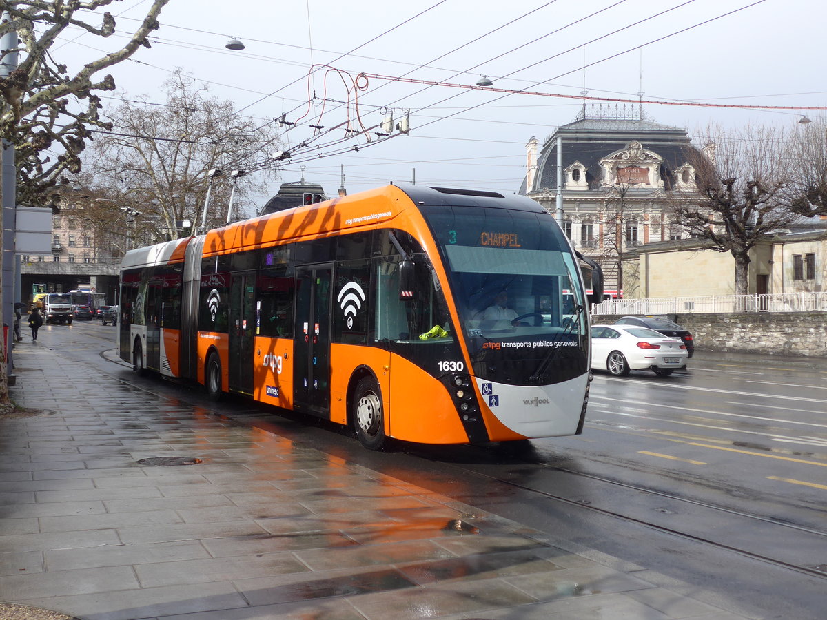 (202'235) - TPG Gen�ve - Nr. 1630 - Van Hool Gelenktrolleybus am 11. M�rz 2019 in Gen�ve, Place des Vingt-Deux-Cantons