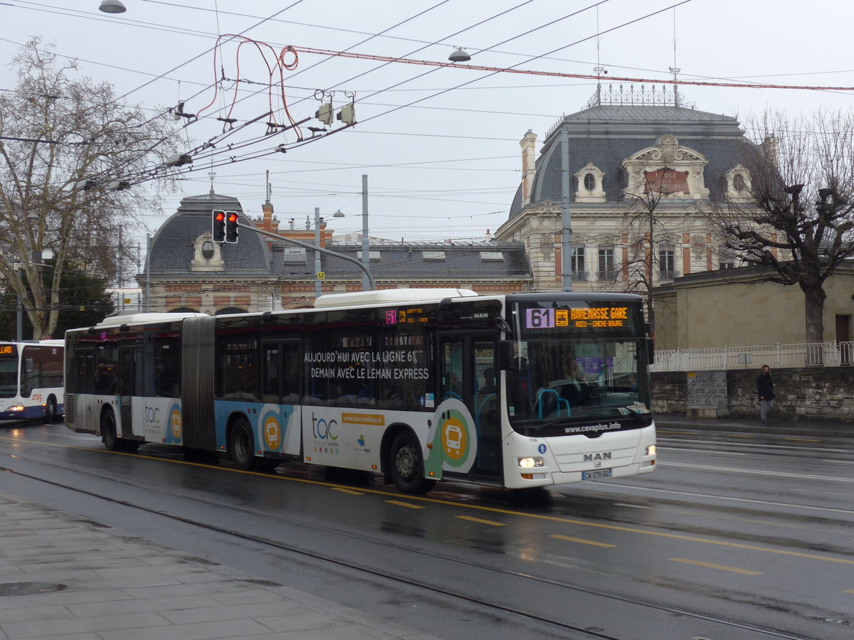 (202'246) - Aus Frankreich: TAC Annemasse - Nr. 1708/CW 076 QQ - MAN (ex Nr. 1935) am 11. M�rz 2019 in Gen�ve, Place des Vingt-Deux-Cantons