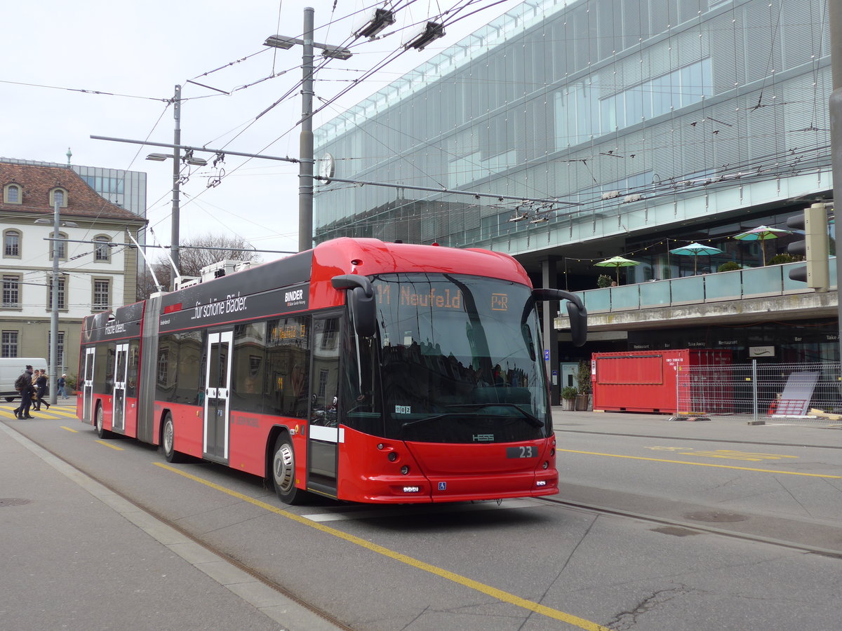 (202'356) - Bernmobil, Bern - Nr. 23 - Hess/Hess Gelenktrolleybus am 12. M�rz 2019 beim Bahnhof Bern