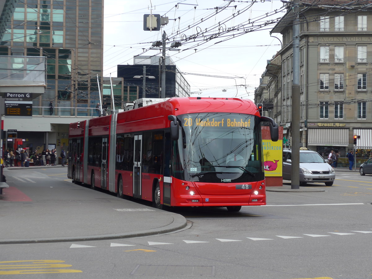 (202'365) - Bernmobil, Bern - Nr. 48 - Hess/Hess Doppelgelenktrolleybus am 12. M�rz 2019 beim Bahnhof Bern