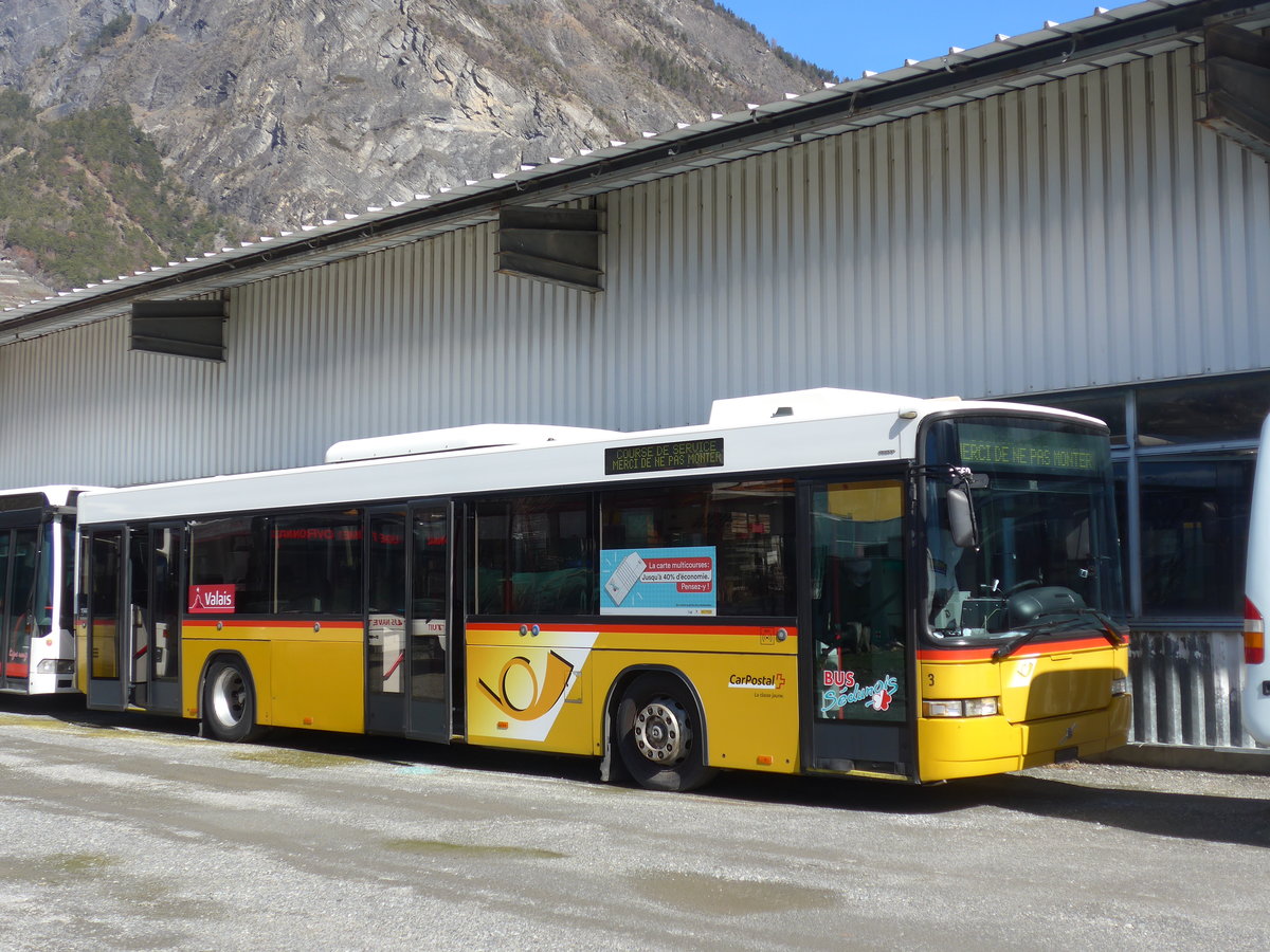 (202'389) - PostAuto Wallis - Nr. 3 - Volvo/Hess (ex PostAuto Bern Nr. 512; ex P 25'678) am 16. M�rz 2019 in Leytron, Garage Buchard