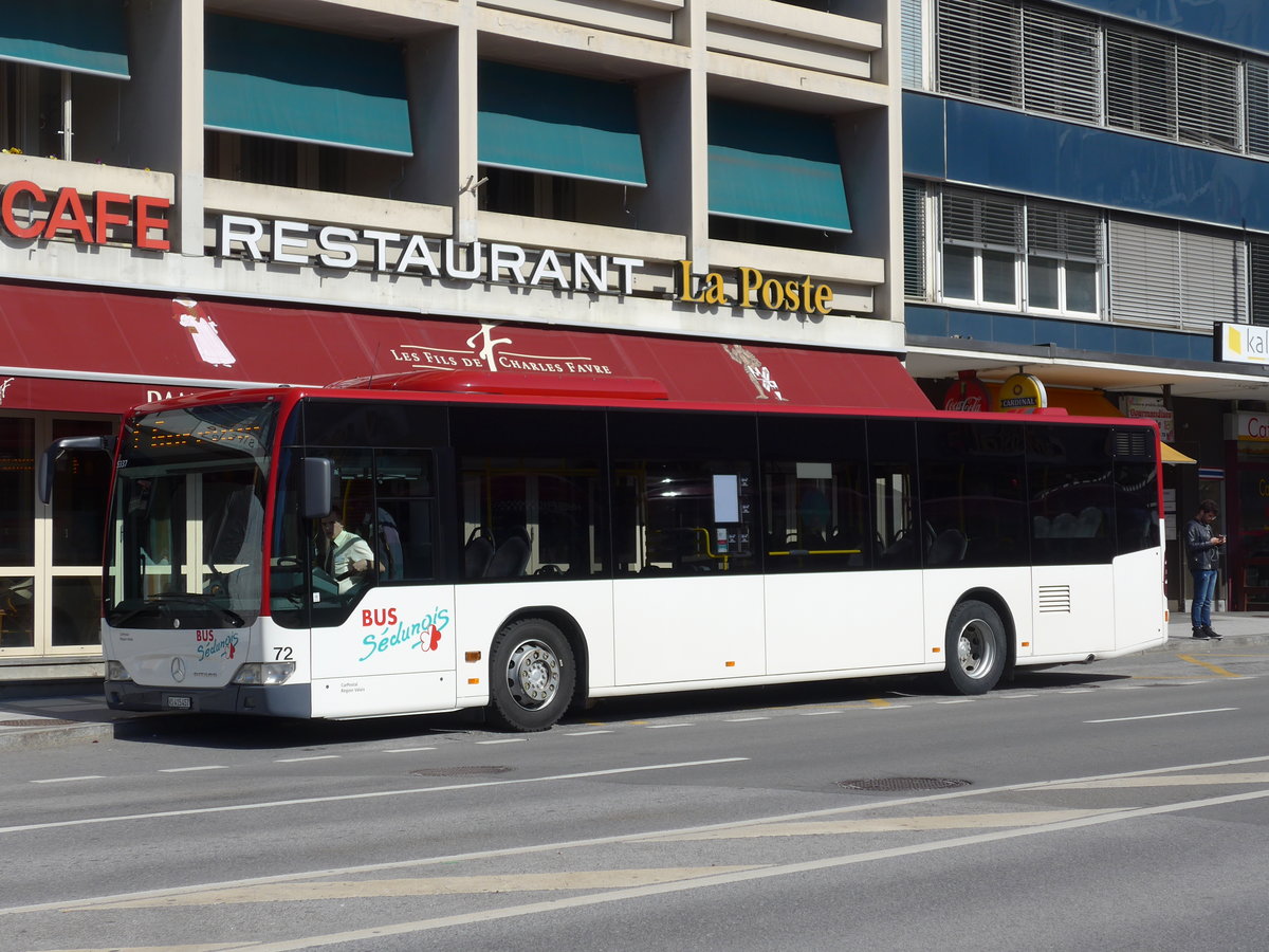 (202'403) - PostAuto Wallis - Nr. 72/VS 415'457 - Mercedes (ex Lathion, Sion Nr. 72) am 16. M�rz 2019 beim Bahnhof Sion