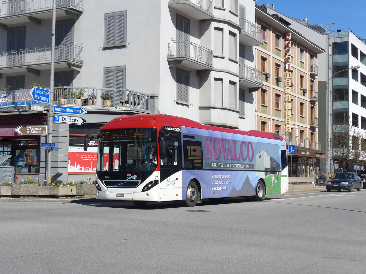 (202'408) - PostAuto Wallis - Nr. 73/VS 211'611 - Volvo (ex Lathion, Sion Nr. 73) am 16. M�rz 2019 beim Bahnhof Sion