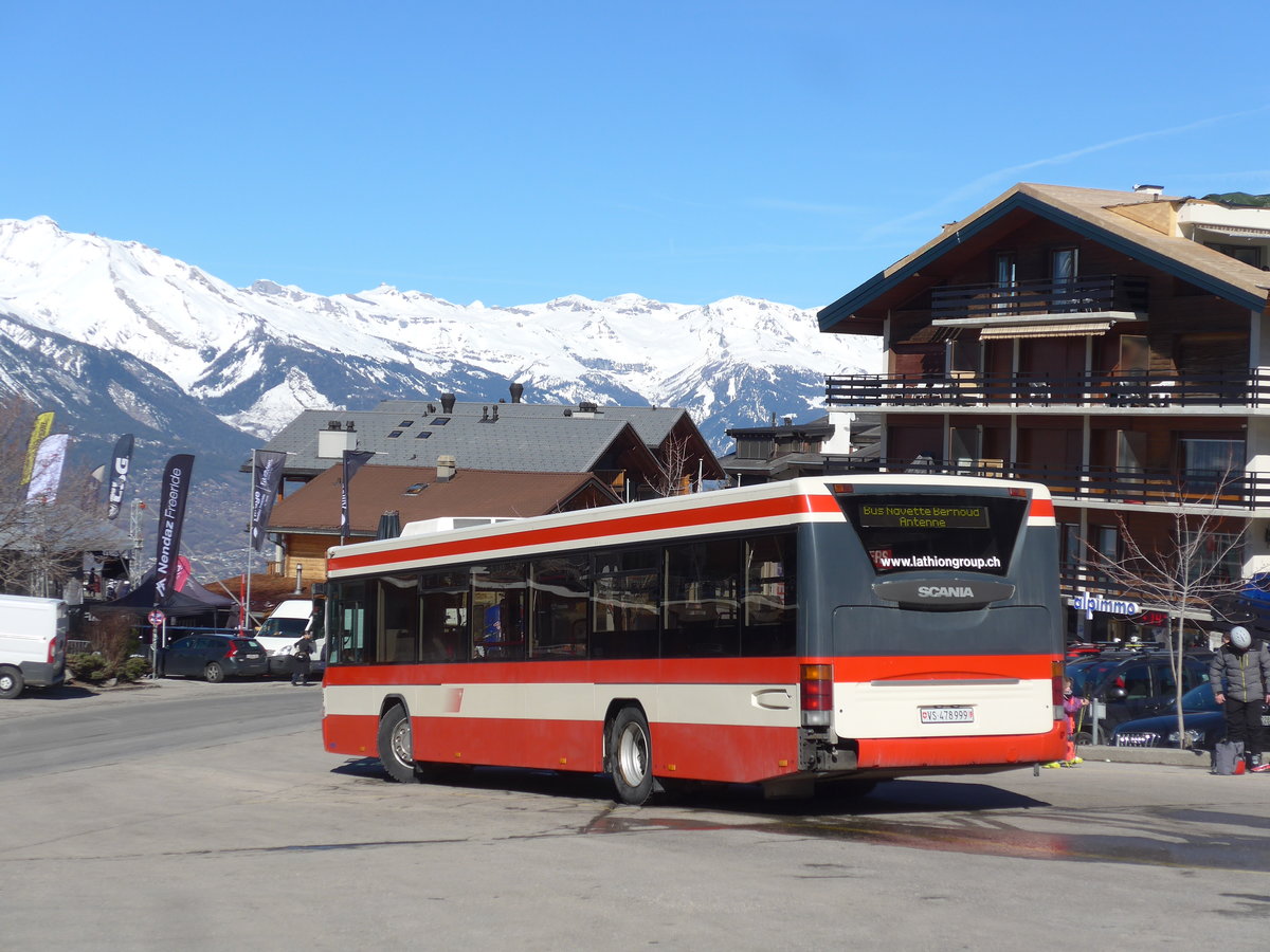 (202'421) - Lathion, Sion - Nr. 26/VS 478'999 - Scania/Hess (ex AAGS Schwyz Nr. 12) am 16. M�rz 2019 in Haute-Nendaz, T�l�cabine