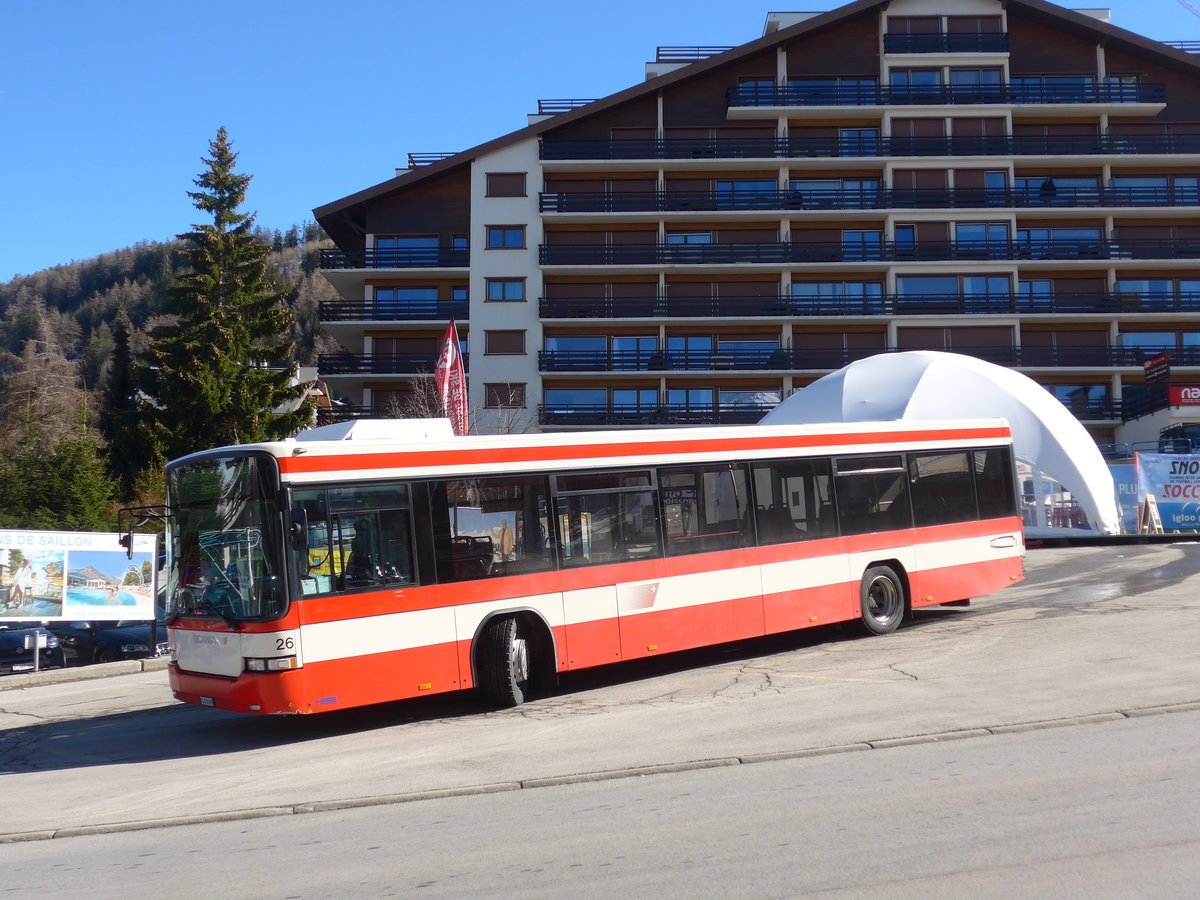 (202'422) - Lathion, Sion - Nr. 26/VS 478'999 - Scania/Hess (ex AAGS Schwyz Nr. 12) am 16. M�rz 2019 in Haute-Nendaz, T�l�cabine