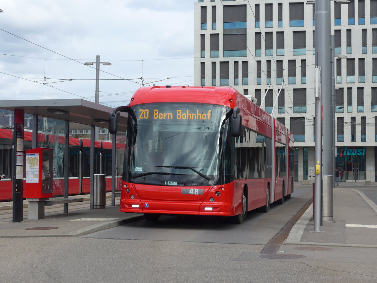 (202'511) - Bernmobil, Bern - Nr. 48 - Hess/Hess Doppelgelenktrolleybus am 18. M�rz 2019 in Bern, Wankdorf