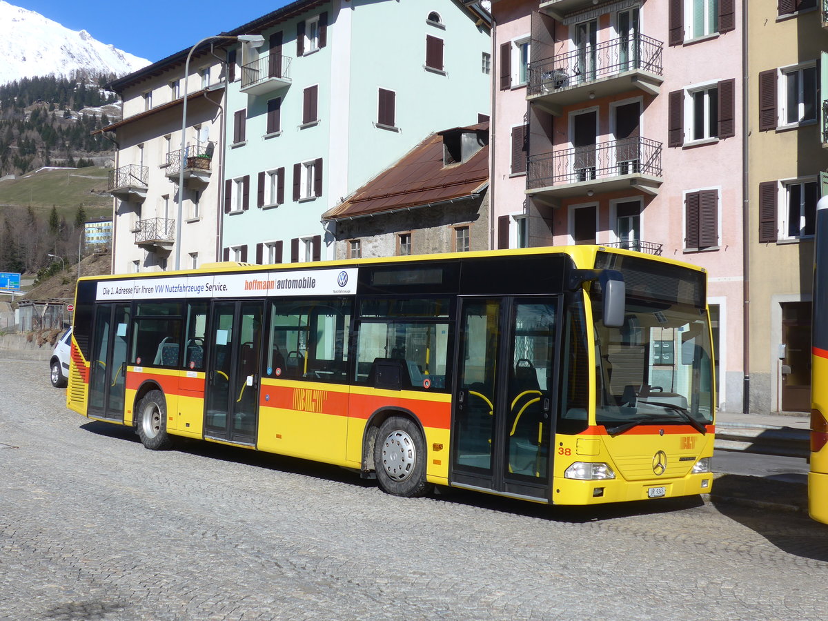 (202'530) - Meyer, G�schenen - Nr. 38/UR 9345 - Mercedes (ex BLT Oberwil Nr. 38) am 19. M�rz 2019 beim Bahnhof Airolo