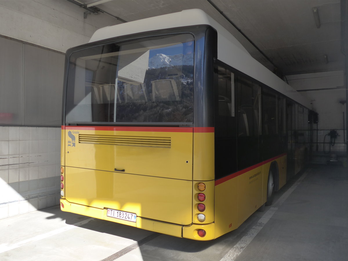 (202'539) - Marchetti, Airolo - TI 183'247 - Scania/Hess (ex Busland, Burgdorf Nr. 41; ex Demofahrzeug Hess, Bellach) am 19. M�rz 2019 in Airolo, Garage