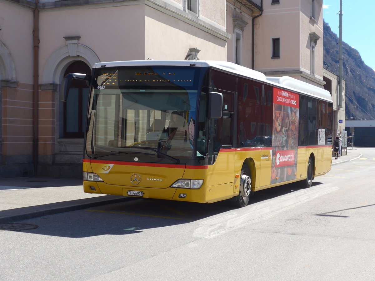 (202'575) - AutoPostale Ticino - TI 326'915 - Mercedes (ex Starnini, Tenero) am 19. M�rz 2019 beim Bahnhof Biasca