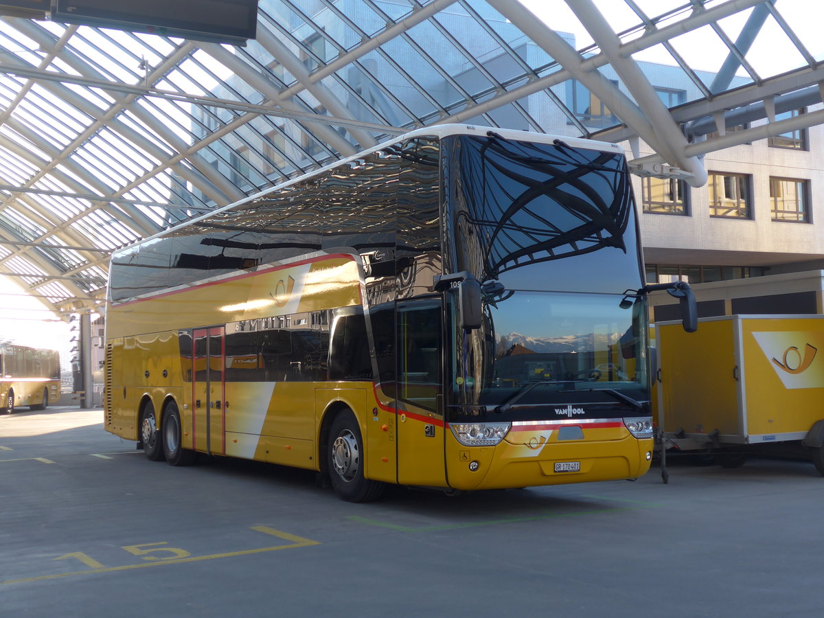 (202'655) - PostAuto Graub�nden - GR 170'401 - Van Hool am 20. M�rz 2019 in Chur, Postautostation