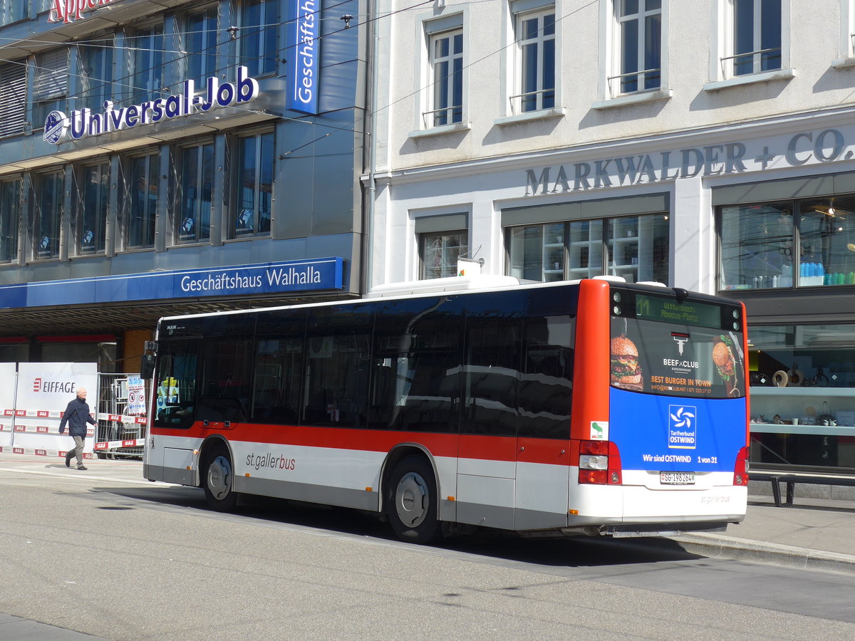 (202'687) - St. Gallerbus, St. Gallen - Nr. 264/SG 198'264 - MAN am 21. M�rz 2019 beim Bahnhof St. Gallen