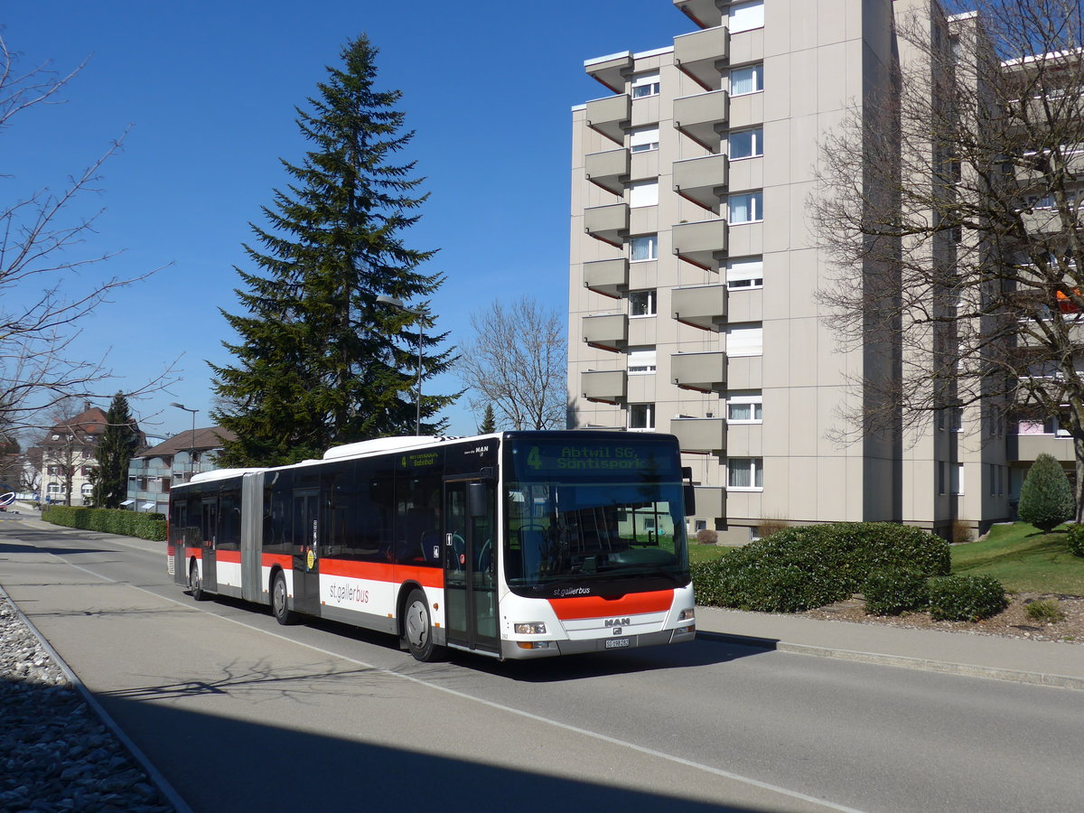 (202'703) - St. Gallerbus, St. Gallen - Nr. 282/SG 198'282 - MAN am 21. M�rz 2019 beim Bahnhof Wittenbach