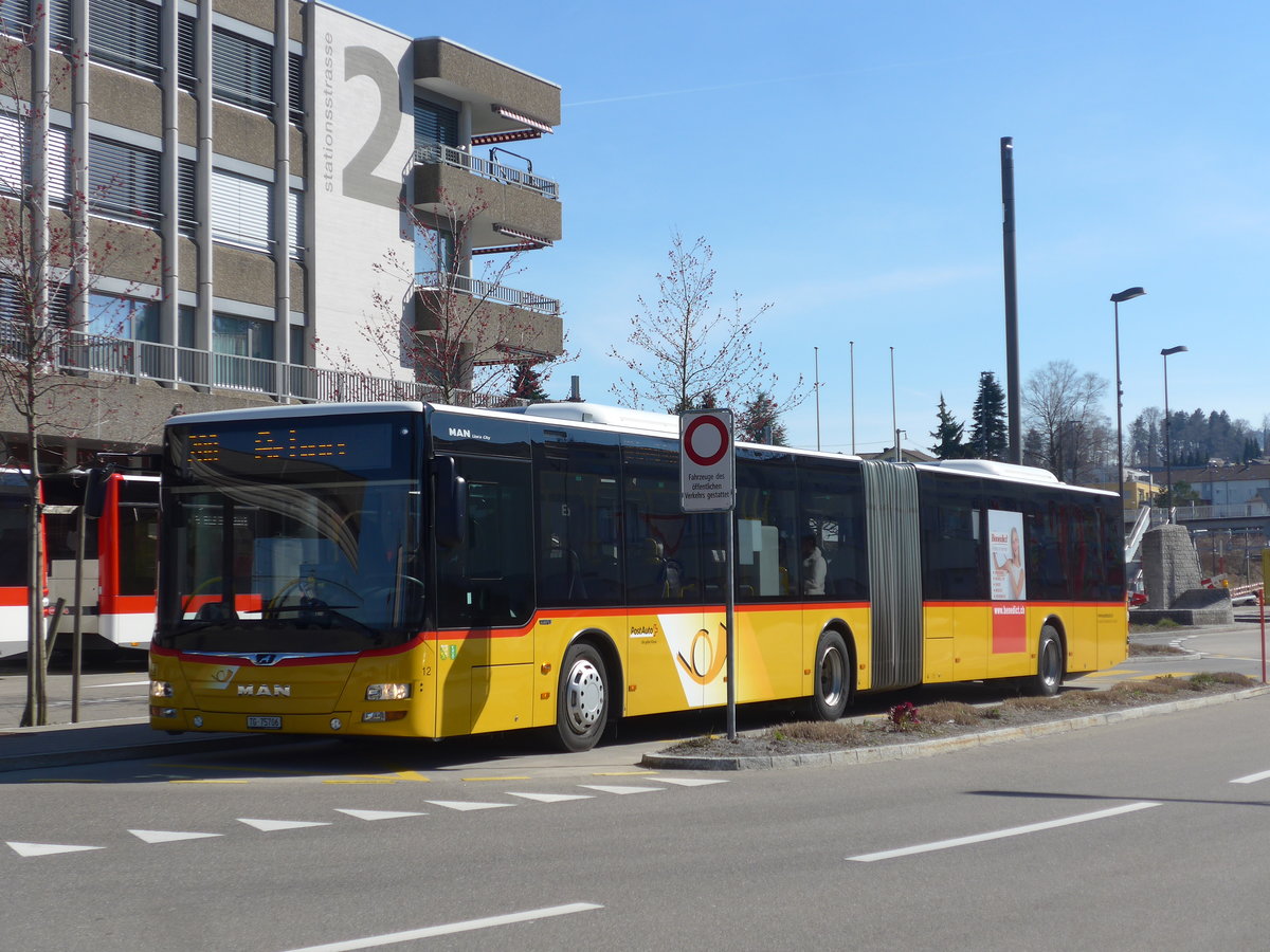 (202'722) - Eurobus, Arbon - Nr. 12/TG 75'706 - MAN am 21. M�rz 2019 beim Bahnhof Wittenbach