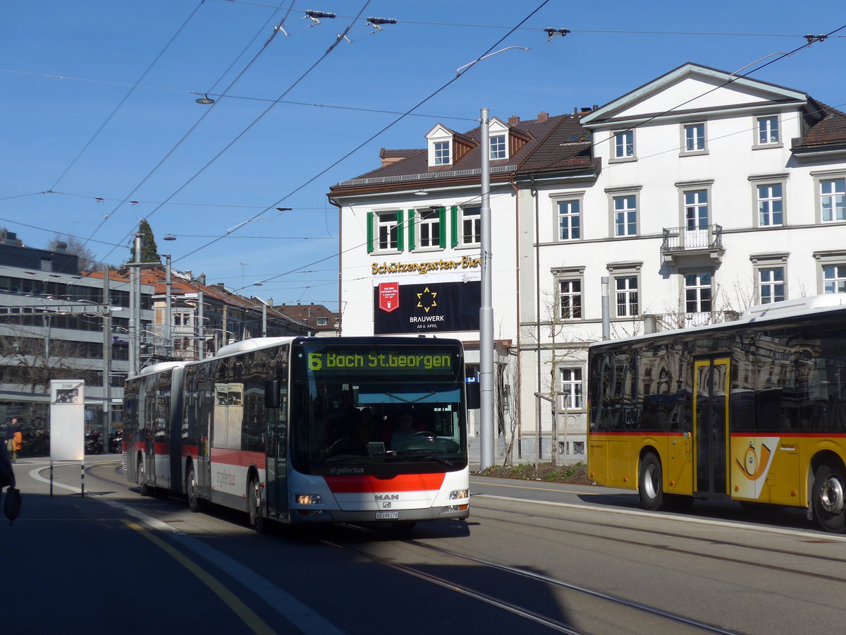 (202'735) - St. Gallerbus, St. Gallen - Nr. 278/SG 198'278 - MAN am 21. M�rz 2019 beim Bahnhof St. Gallen