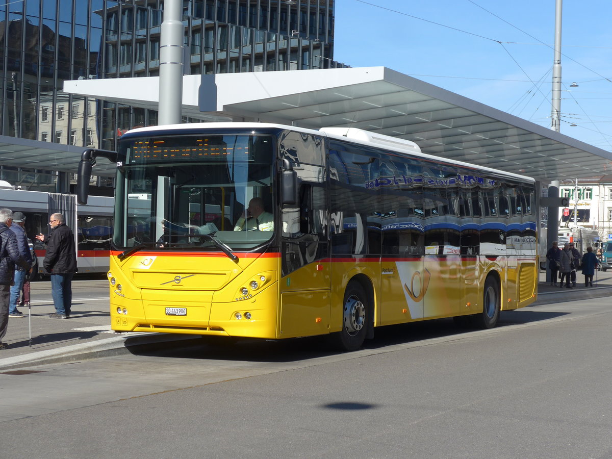 (202'741) - PostAuto Ostschweiz - SG 443'906 - Volvo am 21. M�rz 2019 beim Bahnhof St. Gallen