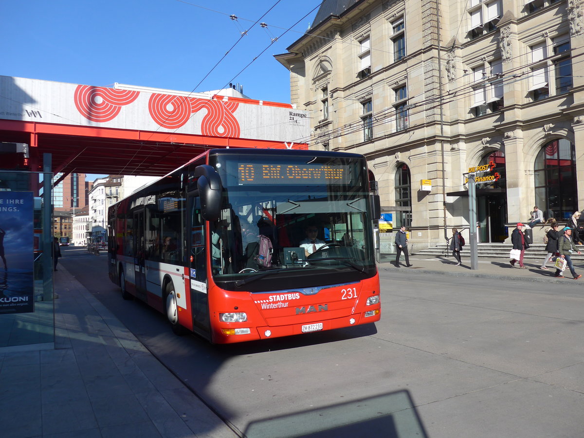 (202'774) - SW Winterthur - Nr. 231/ZH 872'231 - MAN am 21. M�rz 2019 beim Hauptbahnhof Winterthur