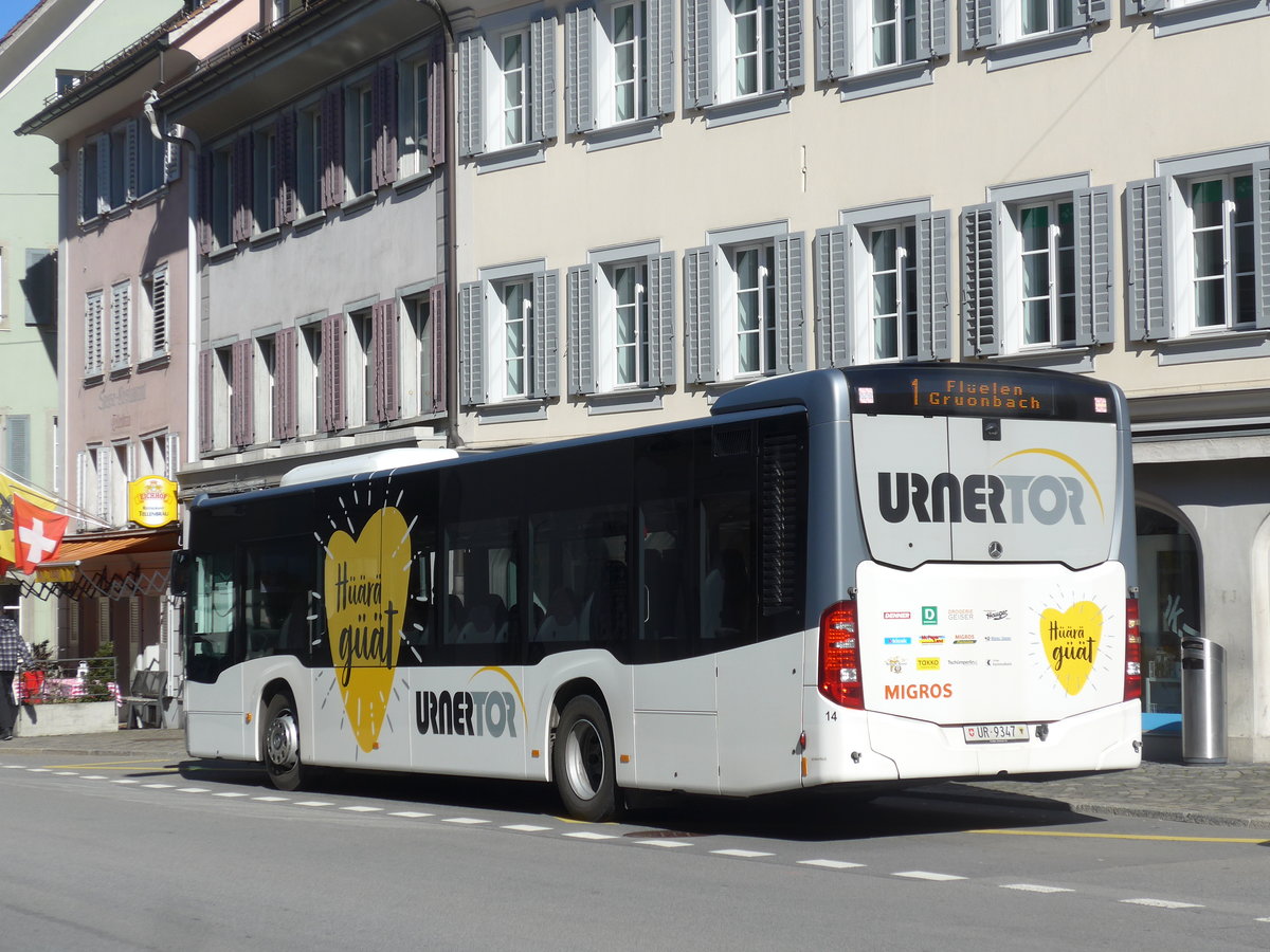 (202'802) - AAGU Altdorf - Nr. 14/UR 9347 - Mercedes am 22. M�rz 2019 in Altdorf, Telldenkmal
