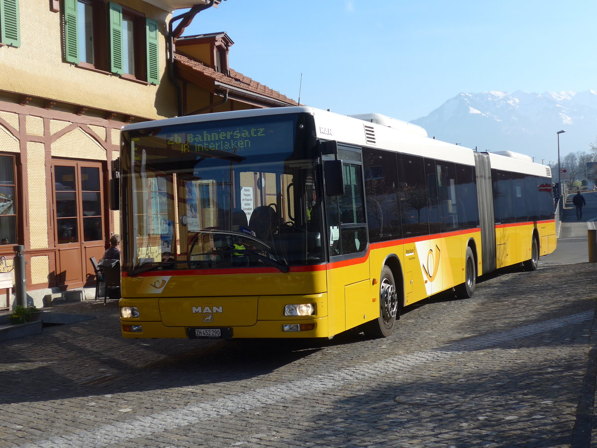 (202'891) - PostAuto Z�rich - Nr. 178/ZH 452'290 - MAN am 22. M�rz 2019 beim Bahnhof Alpnachstad