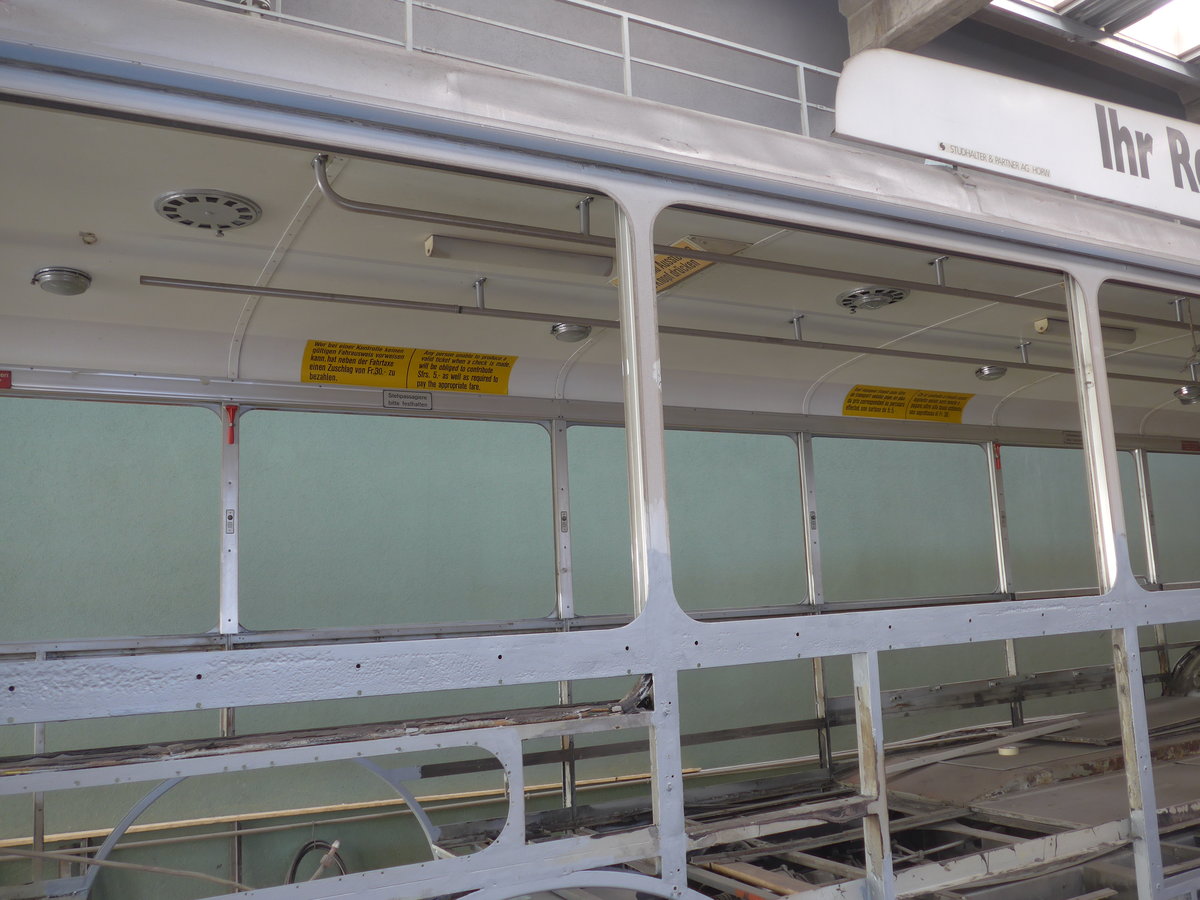 (202'957) - VBL Luzern (vbl-historic) - Nr. 81 - FBW/Hess am 23. M�rz 2019 in Luzern, Depot (in Restauration; Detailaufnahme)