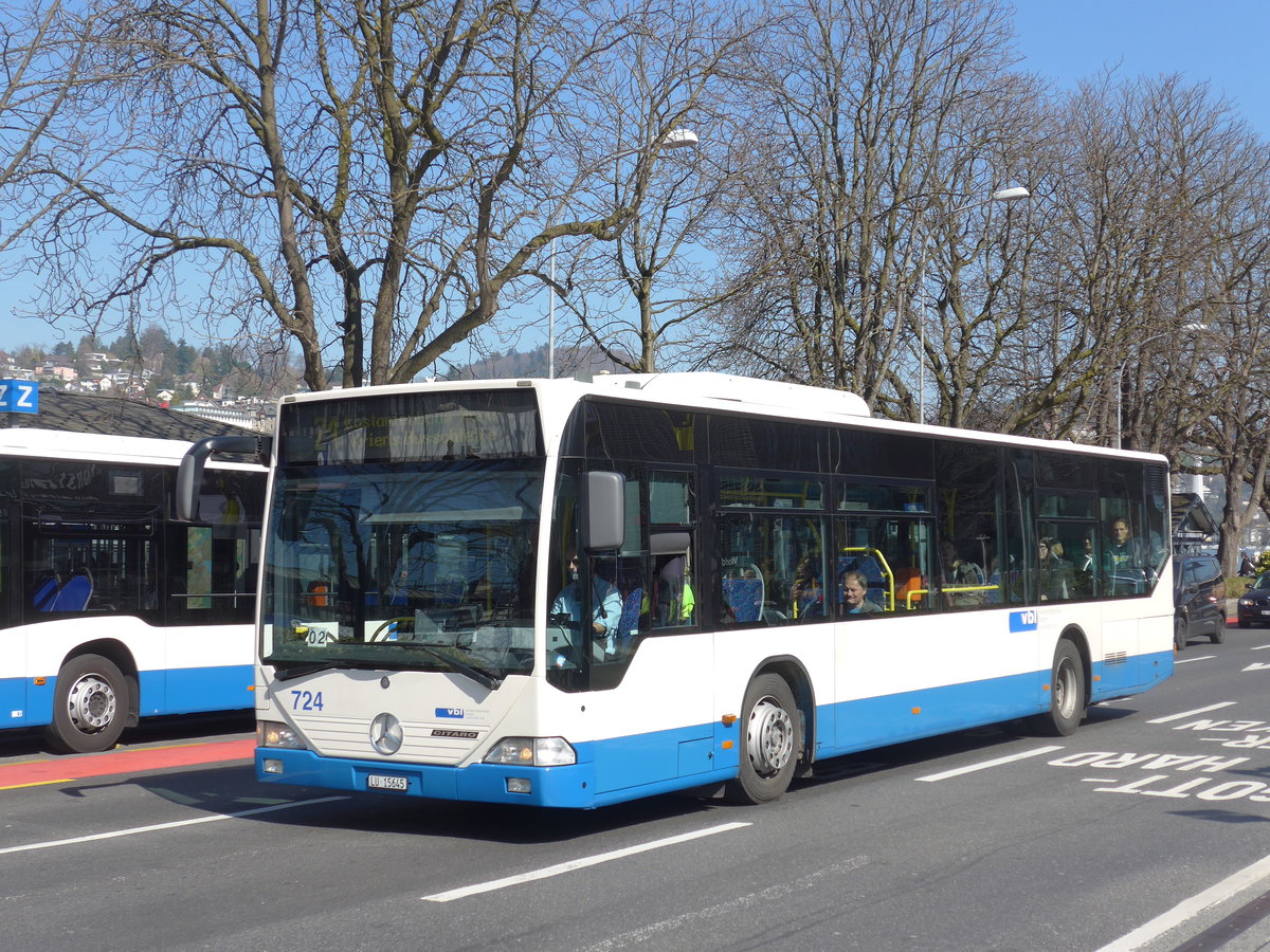 (202'986) - VBL Luzern - Nr. 724/LU 15'645 - Mercedes (ex Heggli, Kriens Nr. 724) am 23. M�rz 2019 beim Bahnhof Luzern