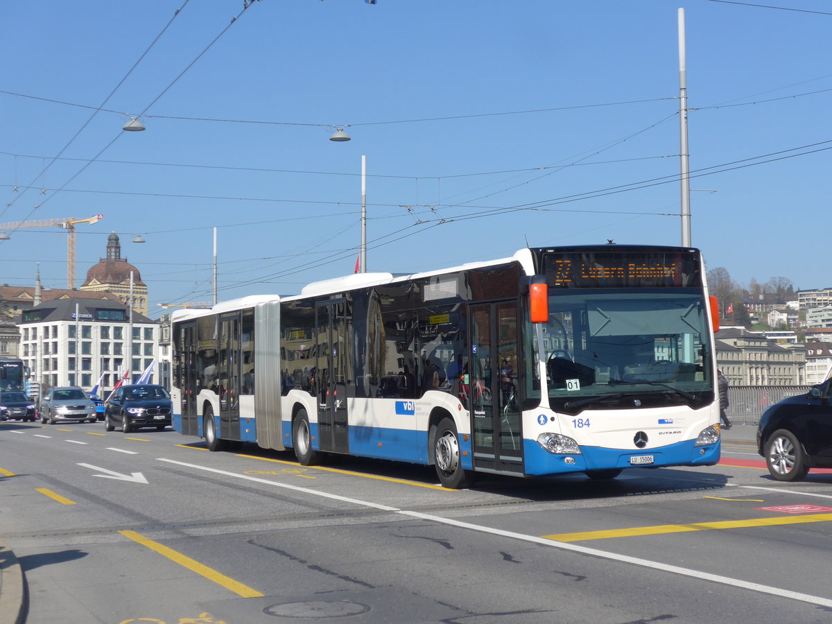 (203'004) - VBL Luzern - Nr. 184/LU 15'006 - Mercedes am 23. M�rz 2019 in Luzern, Bahnhofbr�cke